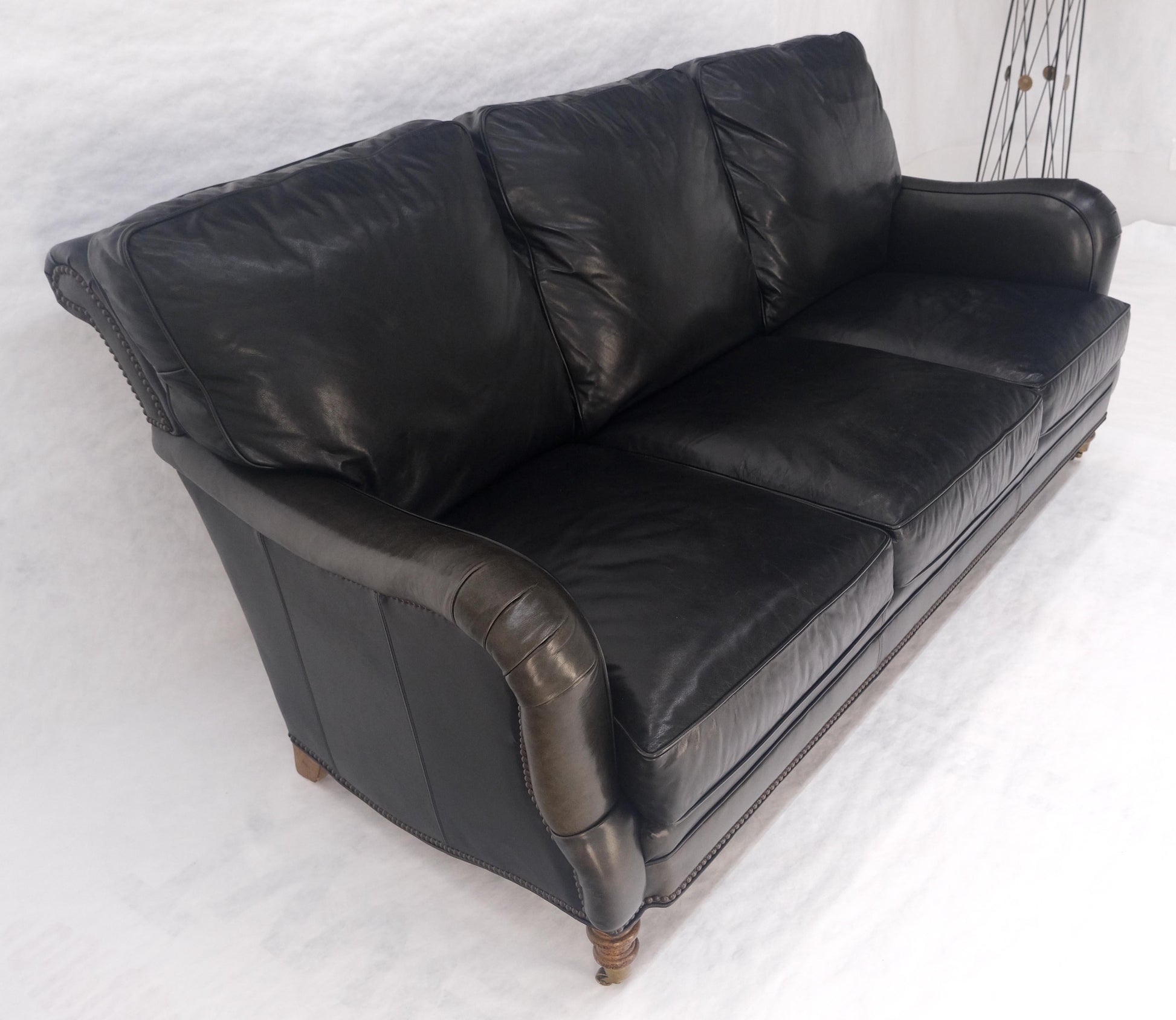 EstablishedLines Madrid Hartwell Black Leather Sofa by Wesley Hall MINT!