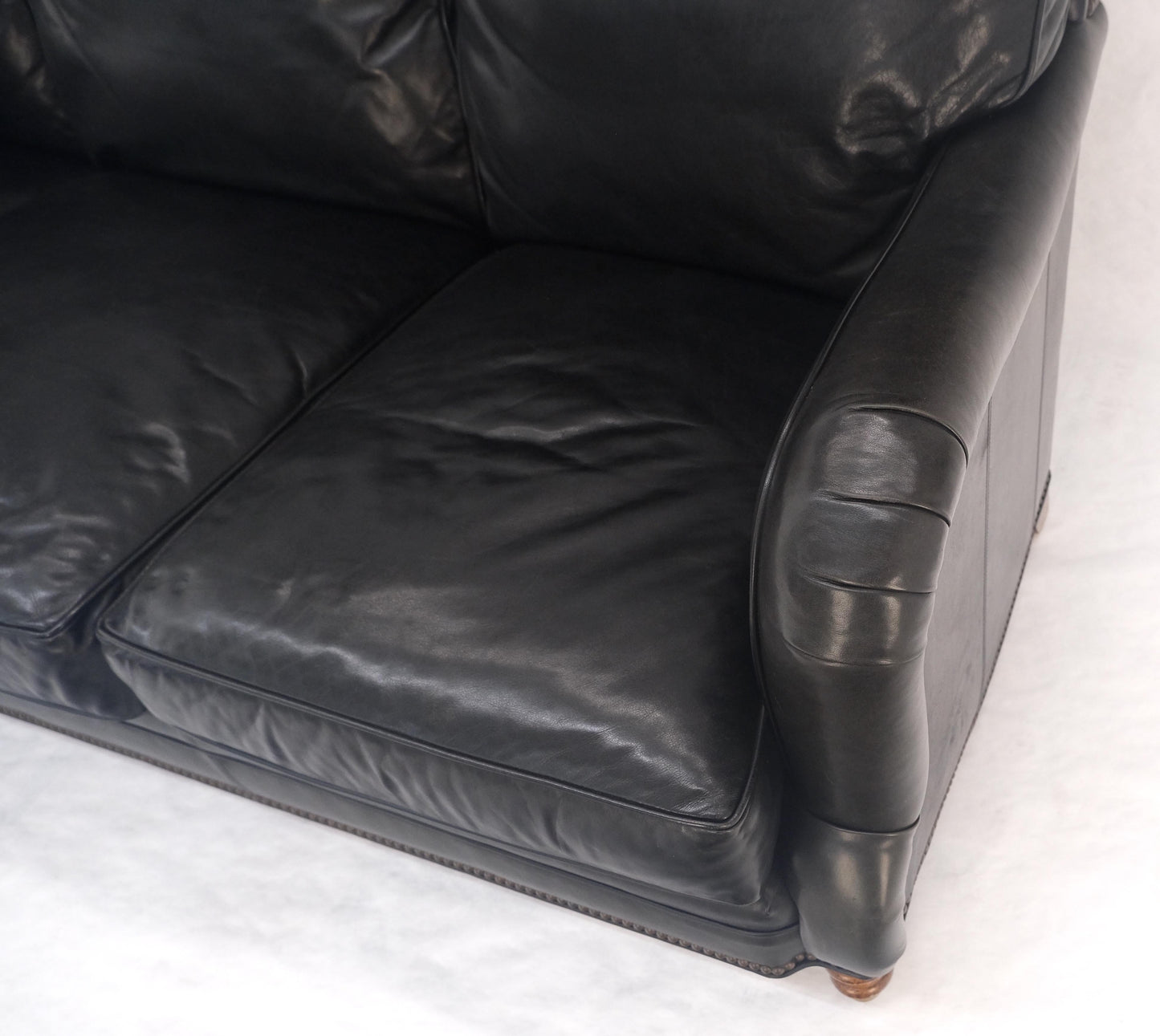 EstablishedLines Madrid Hartwell Black Leather Sofa by Wesley Hall MINT!