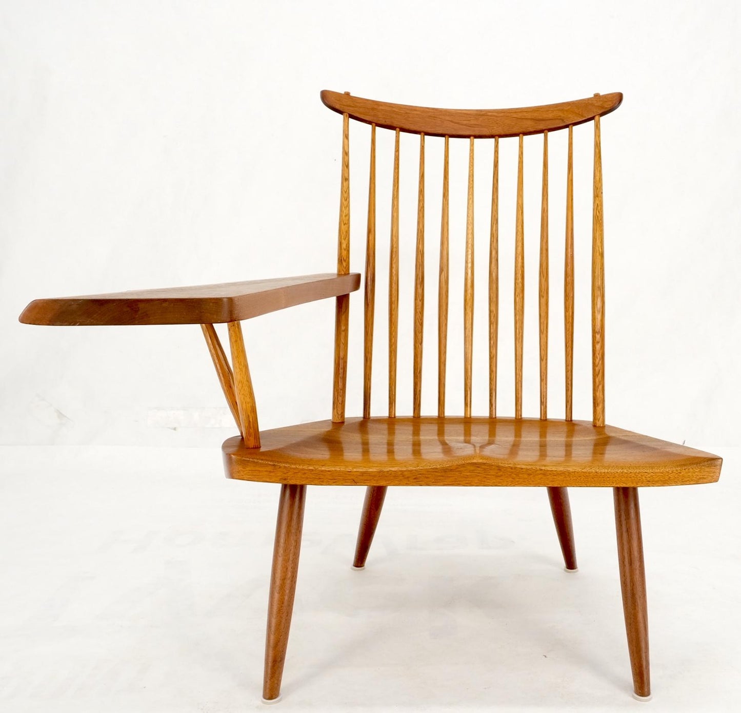 EstablishedLines Mid-Century Modern Solid Oiled Walnut George Nakashima Slab-Arm Lounge Chair
