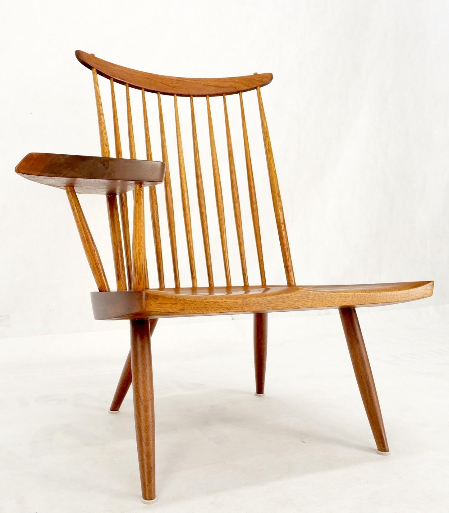 EstablishedLines Mid-Century Modern Solid Oiled Walnut George Nakashima Slab-Arm Lounge Chair
