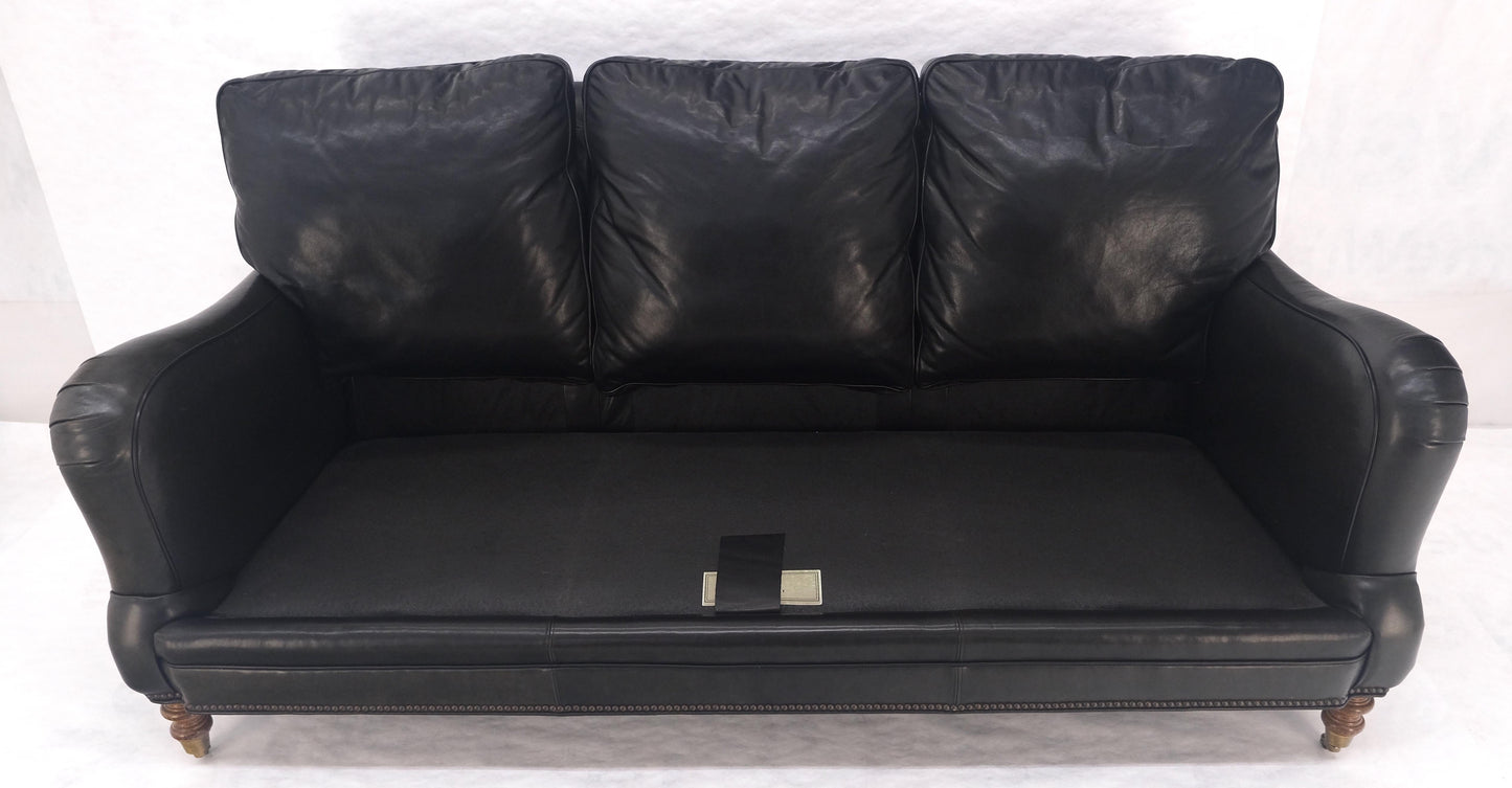 EstablishedLines Madrid Hartwell Black Leather Sofa by Wesley Hall MINT!