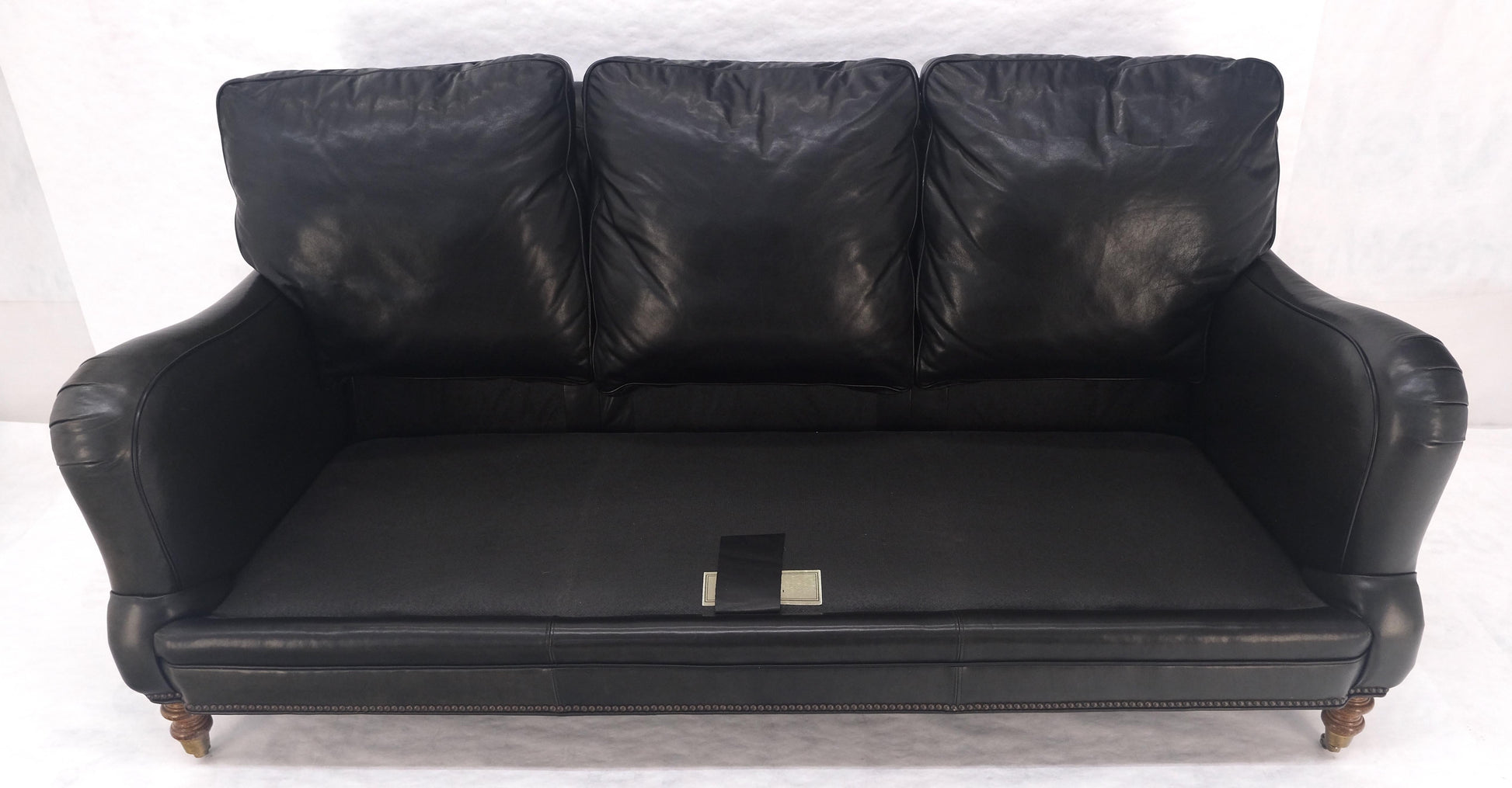 EstablishedLines Madrid Hartwell Black Leather Sofa by Wesley Hall MINT!