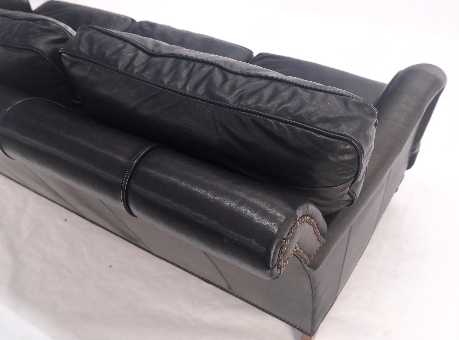 EstablishedLines Madrid Hartwell Black Leather Sofa by Wesley Hall MINT!