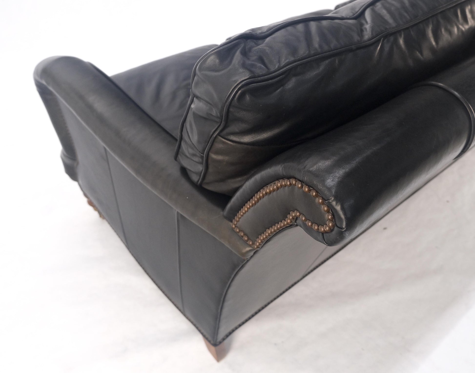 EstablishedLines Madrid Hartwell Black Leather Sofa by Wesley Hall MINT!
