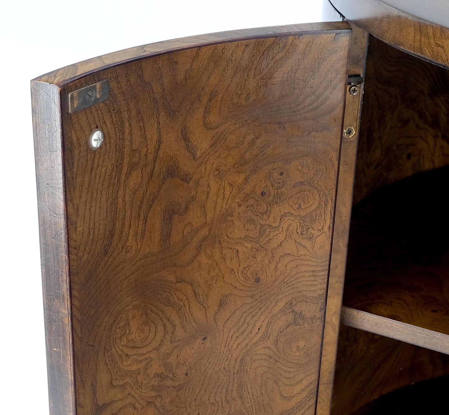 EstablishedLines Mid-Century Modern Cylinder Drum Shape Burl Wood End Side Table Nightstand Mint!
