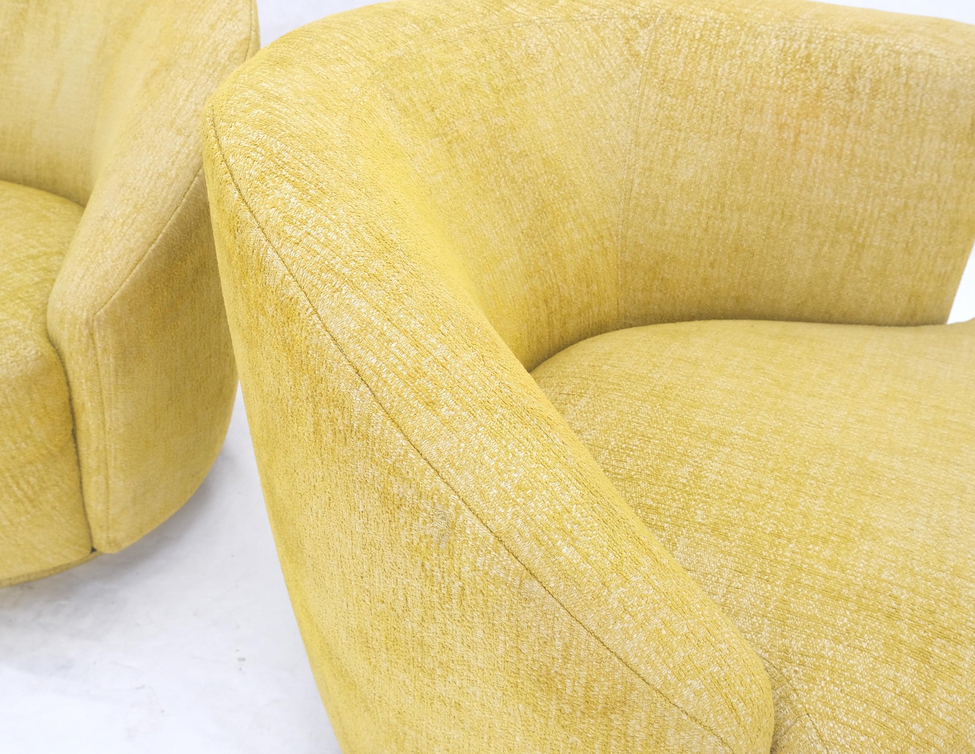 EstablishedLines Pair of Vladimir Kagan for Directional Nautilus Chairs Yellow Gold MINT!
