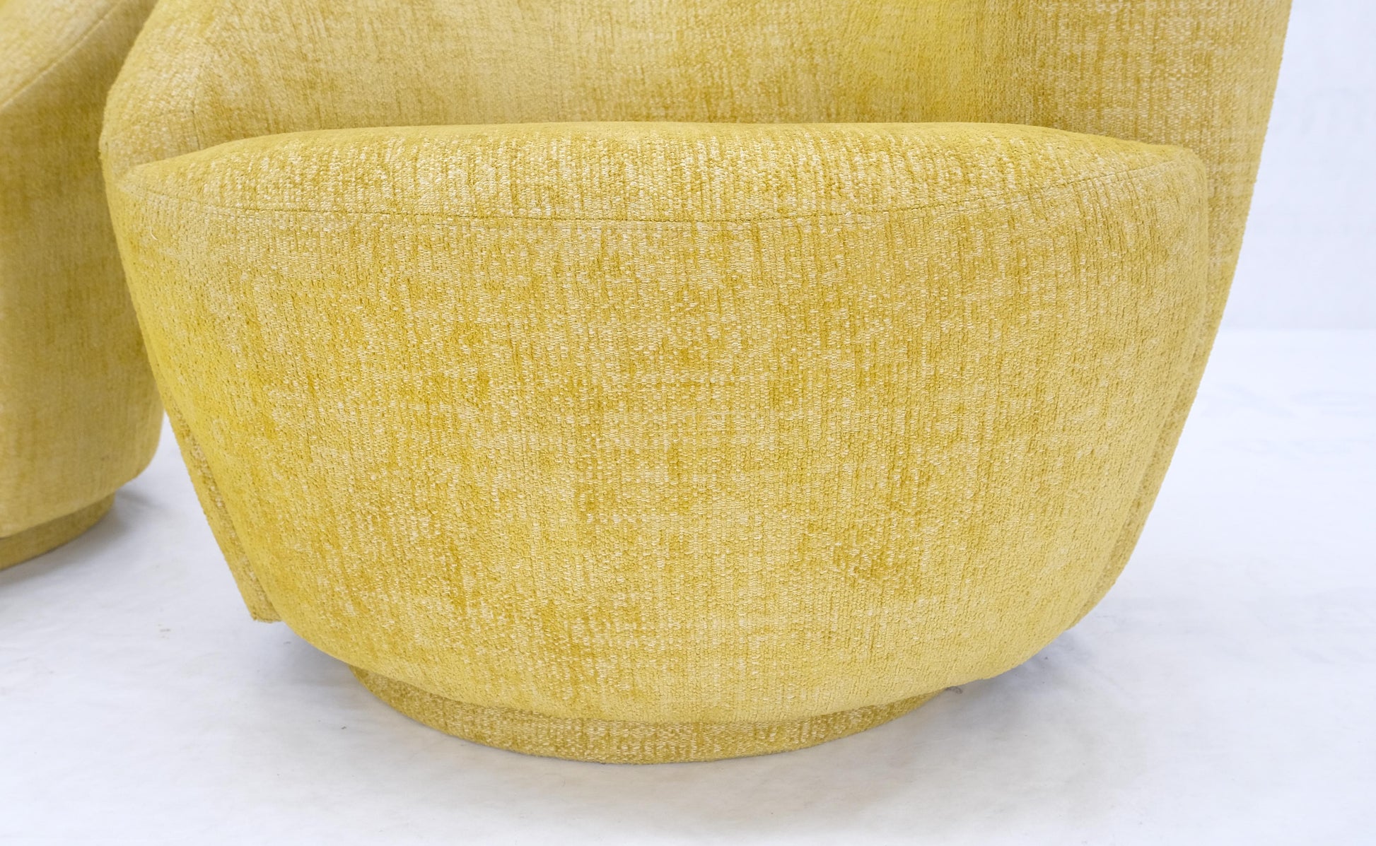 EstablishedLines Pair of Vladimir Kagan for Directional Nautilus Chairs Yellow Gold MINT!