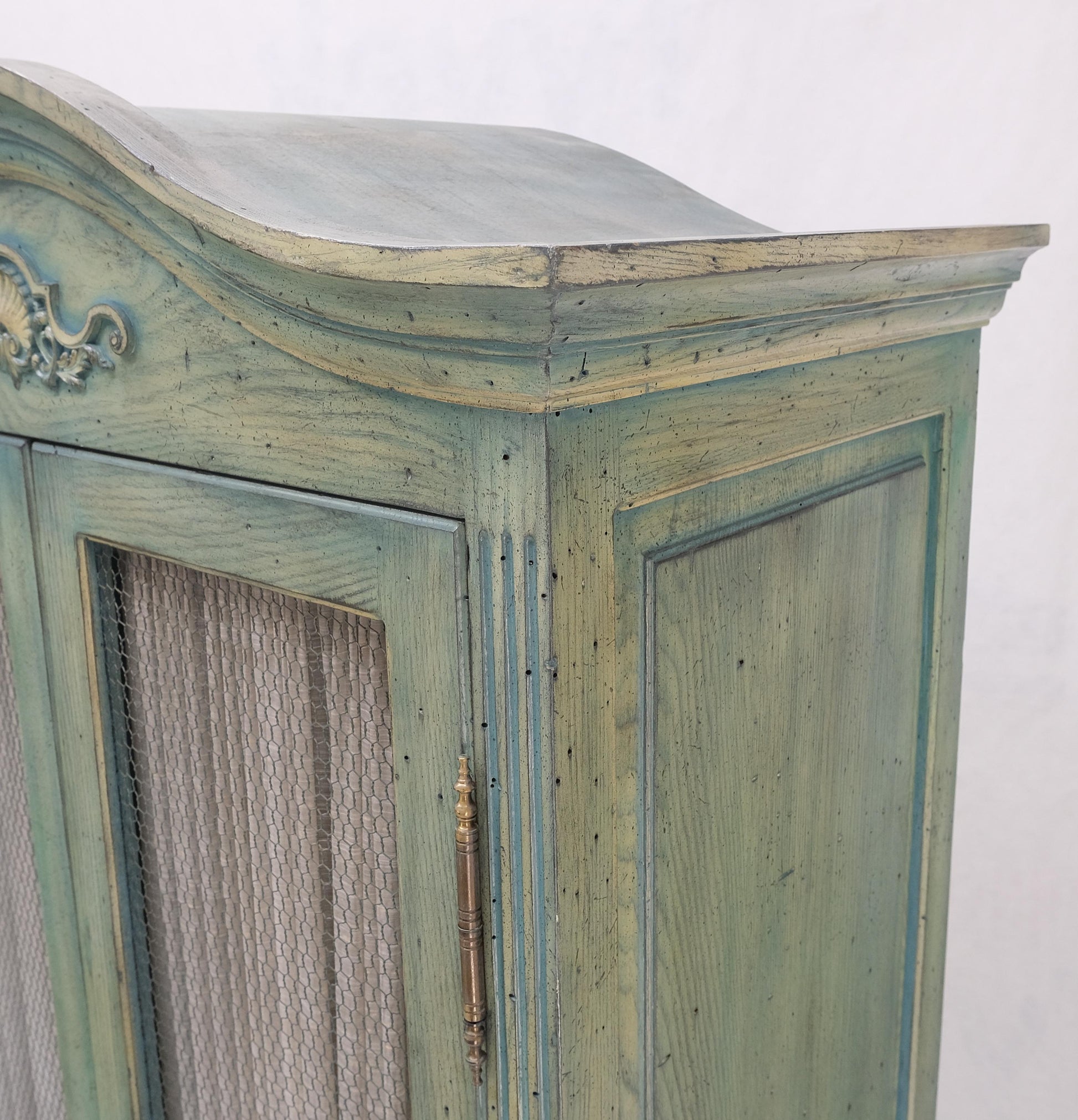 EstablishedLines Pair Tall Country French White Wash Armoires Fitted 5 Drawers Storage Shelves