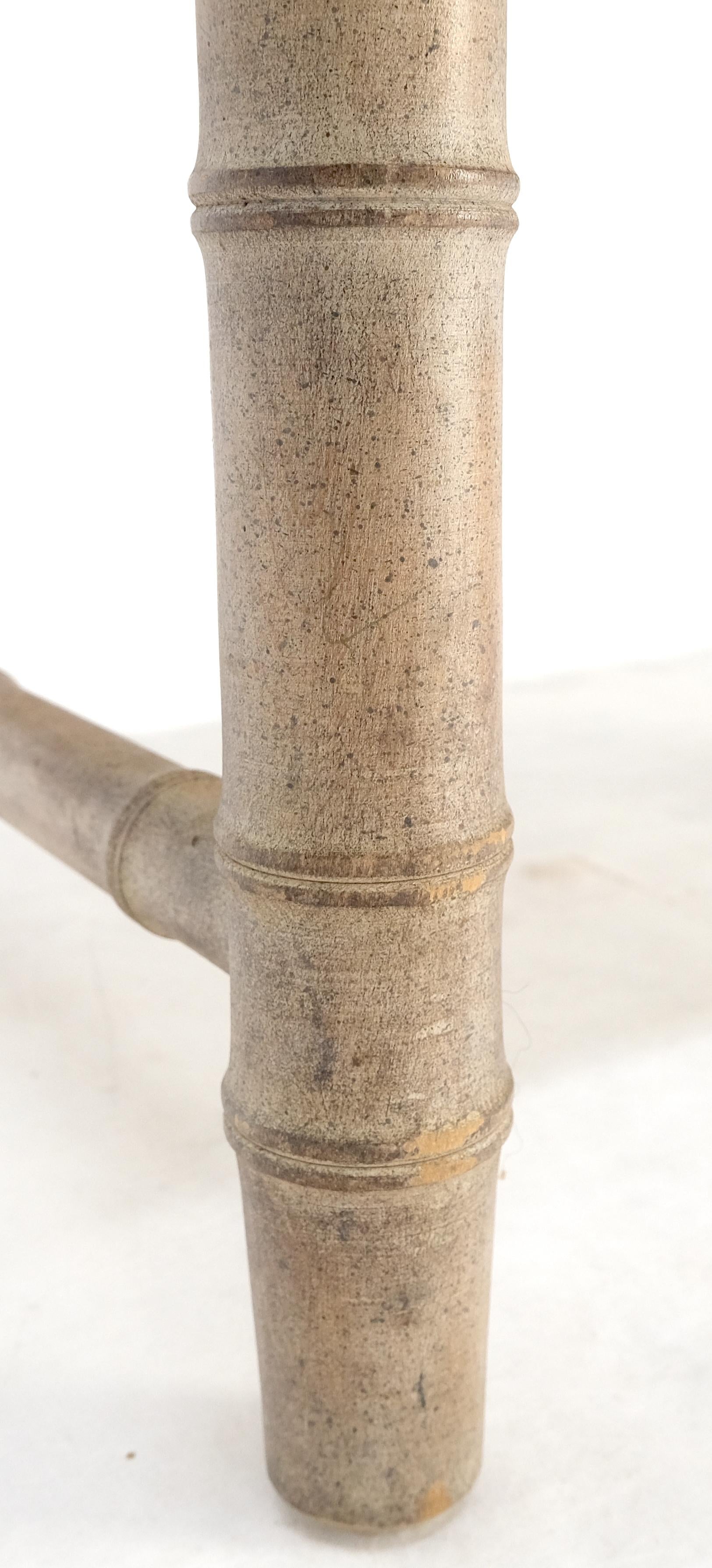 EstablishedLines Tufted Mohair like Fabric Faux Bamboo Frame Mid Century Compact Bench MINT!