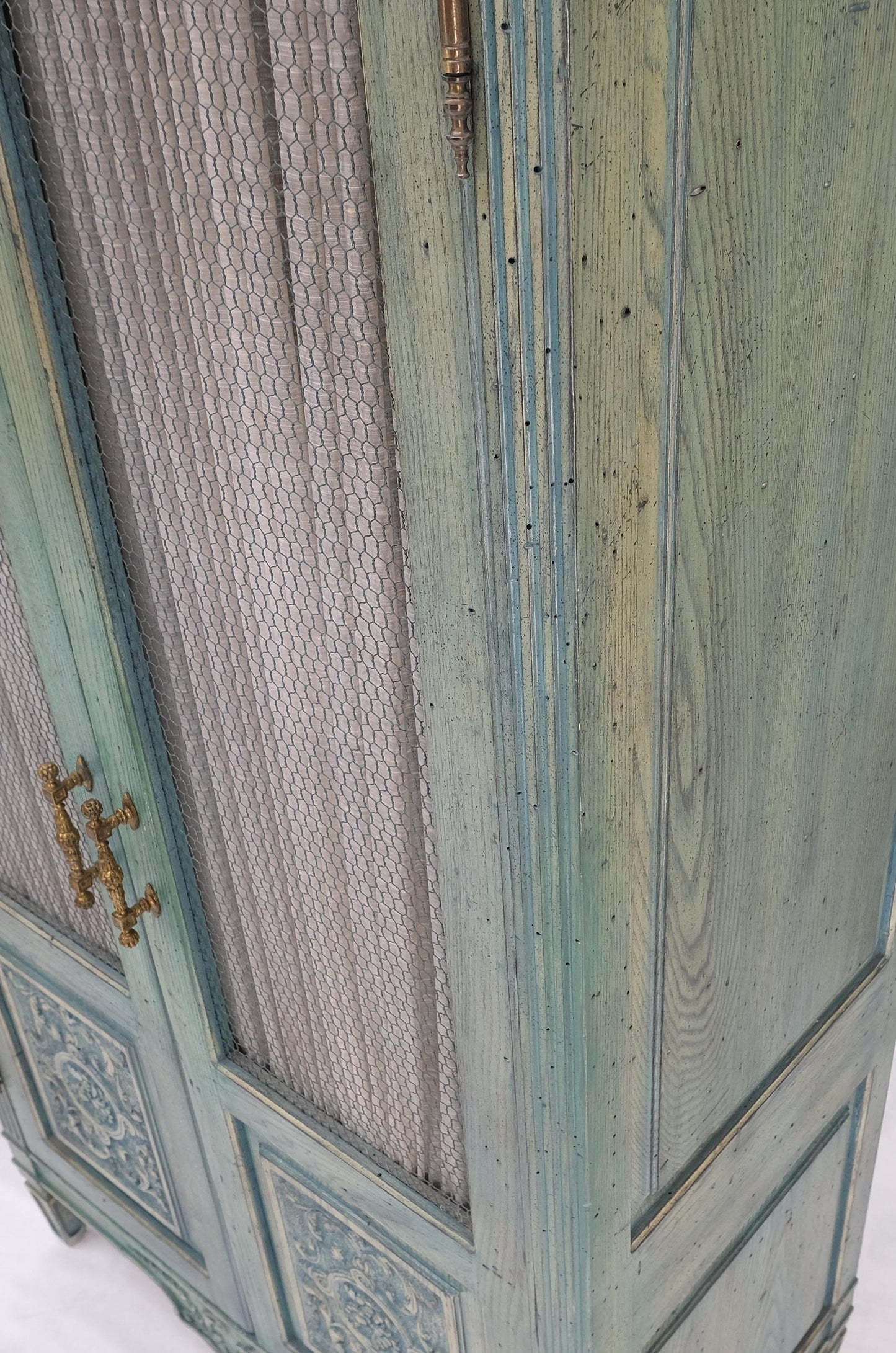 EstablishedLines Pair Tall Country French White Wash Armoires Fitted 5 Drawers Storage Shelves