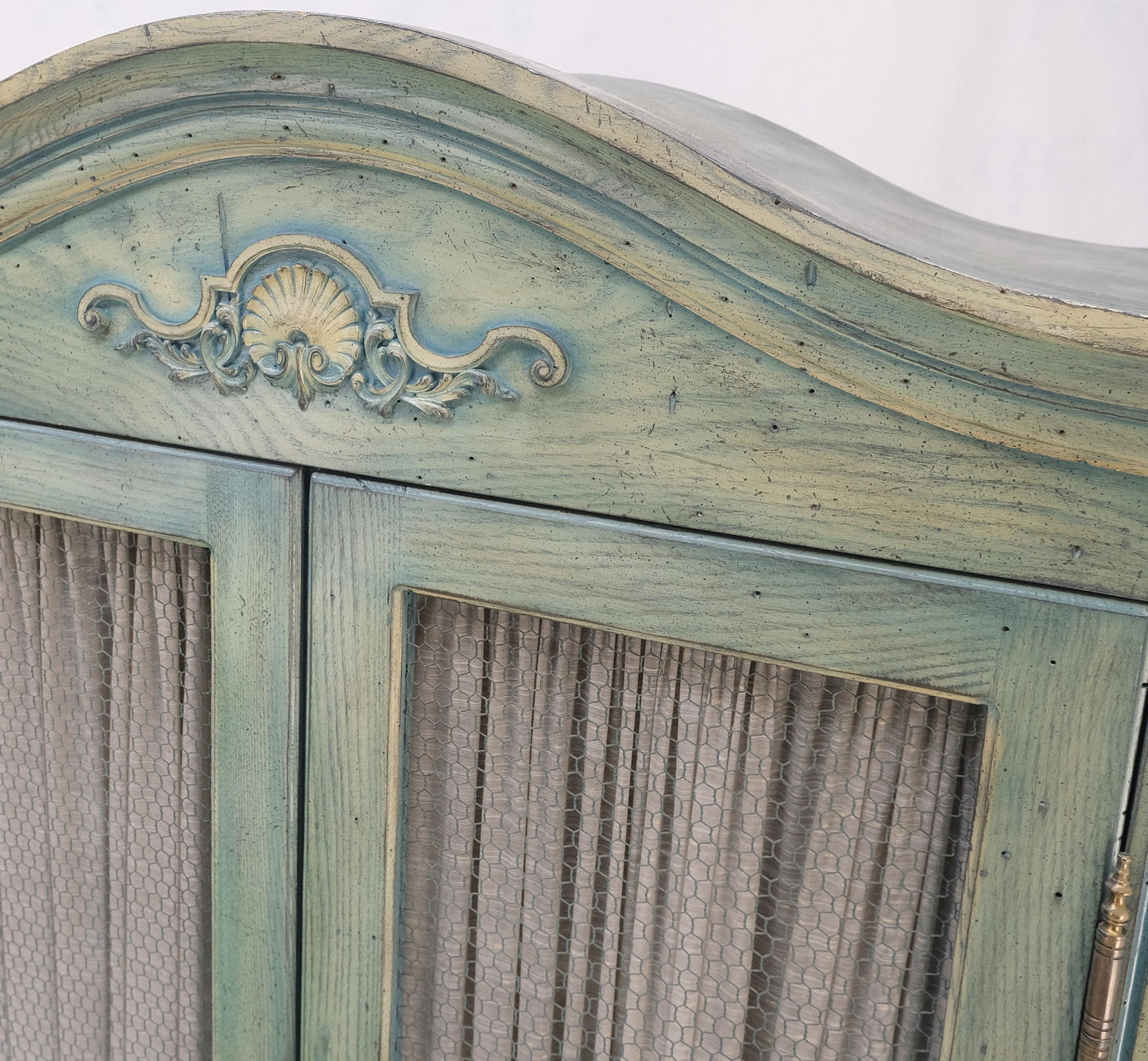 EstablishedLines Pair Tall Country French White Wash Armoires Fitted 5 Drawers Storage Shelves