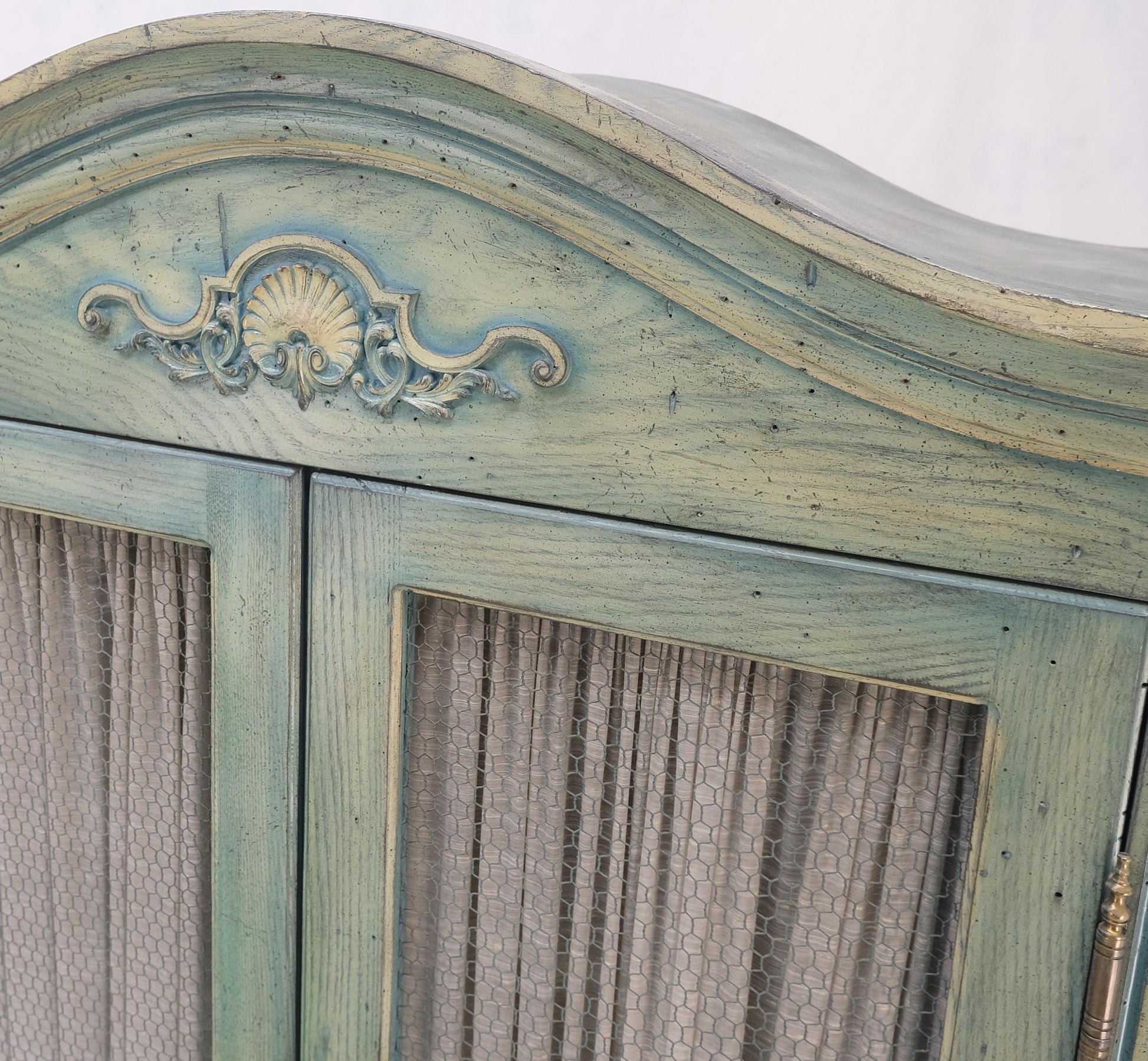 EstablishedLines Pair Tall Country French White Wash Armoires Fitted 5 Drawers Storage Shelves