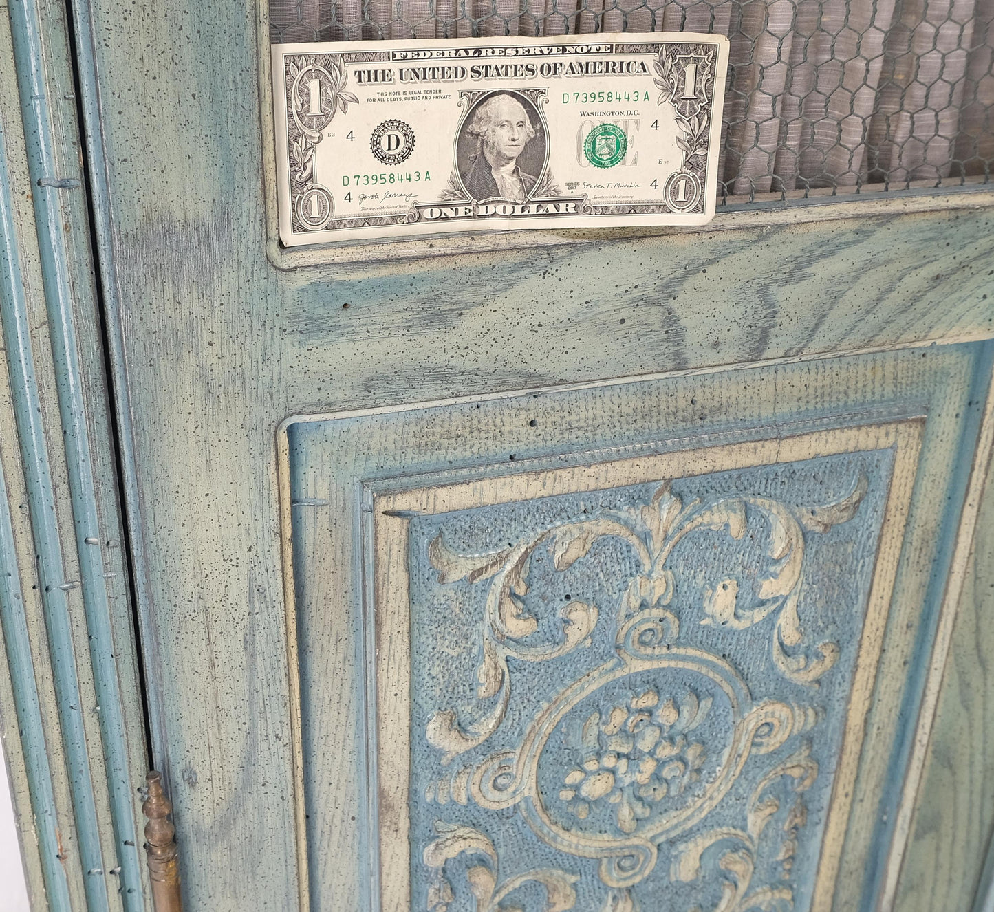 EstablishedLines Pair Tall Country French White Wash Armoires Fitted 5 Drawers Storage Shelves