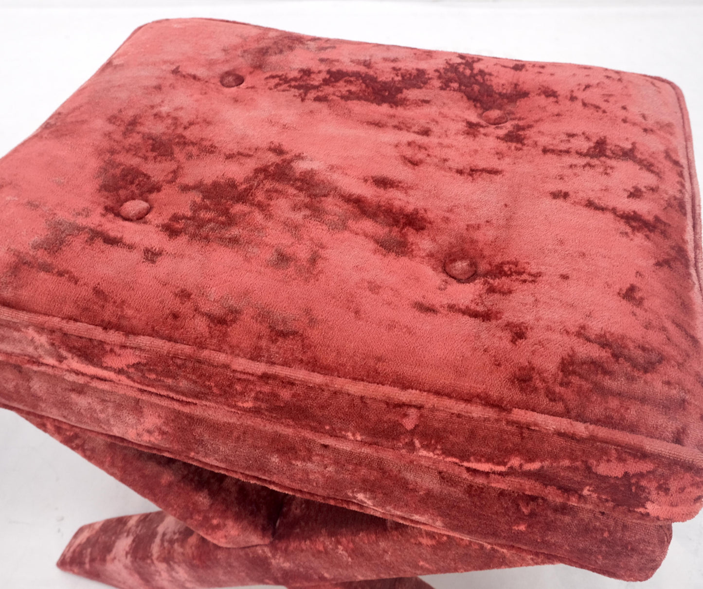 EstablishedLines Pair of Red Brick X Base Billy Baldwin Mid Century Modern Window Benches MINT!