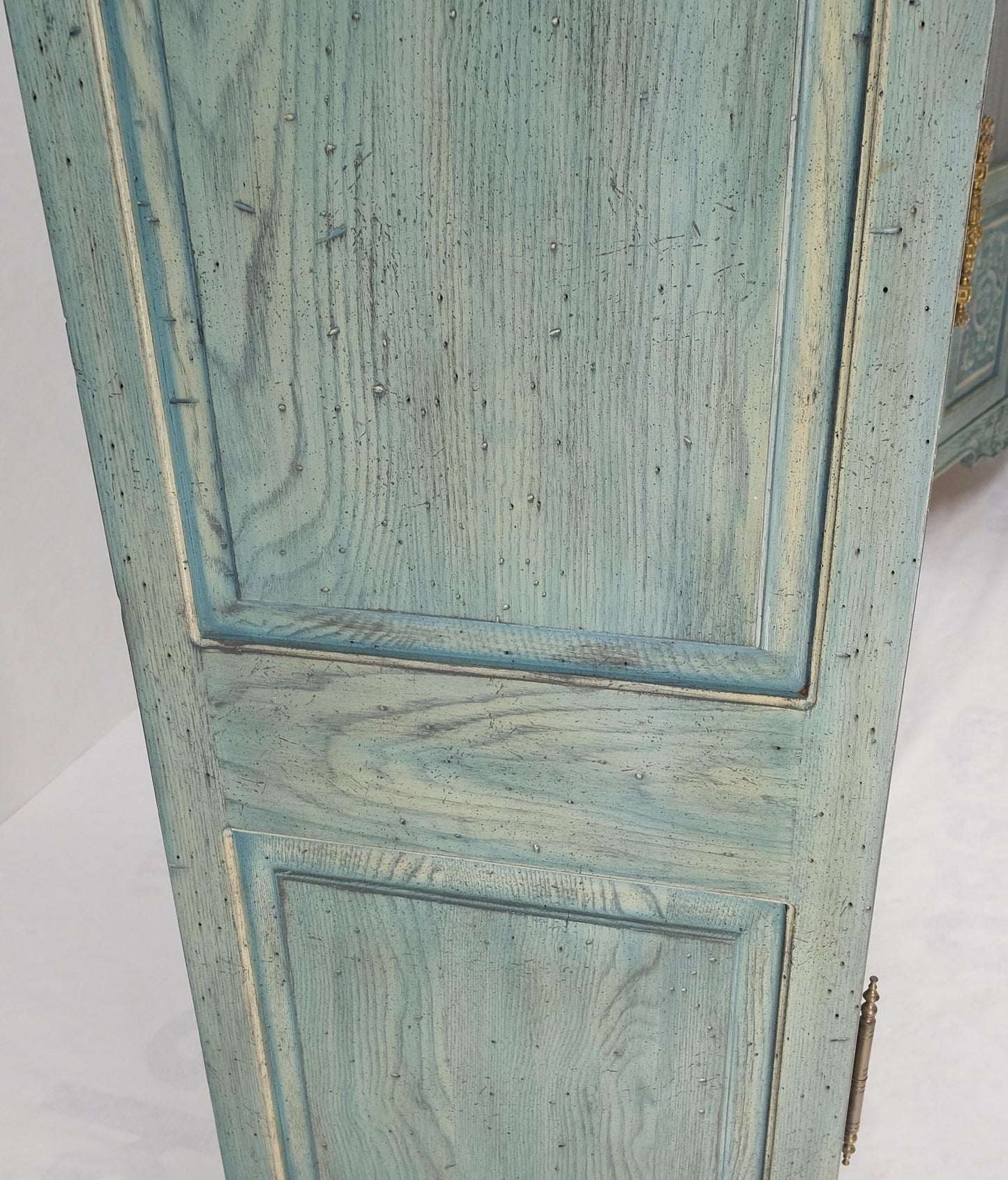 EstablishedLines Pair Tall Country French White Wash Armoires Fitted 5 Drawers Storage Shelves