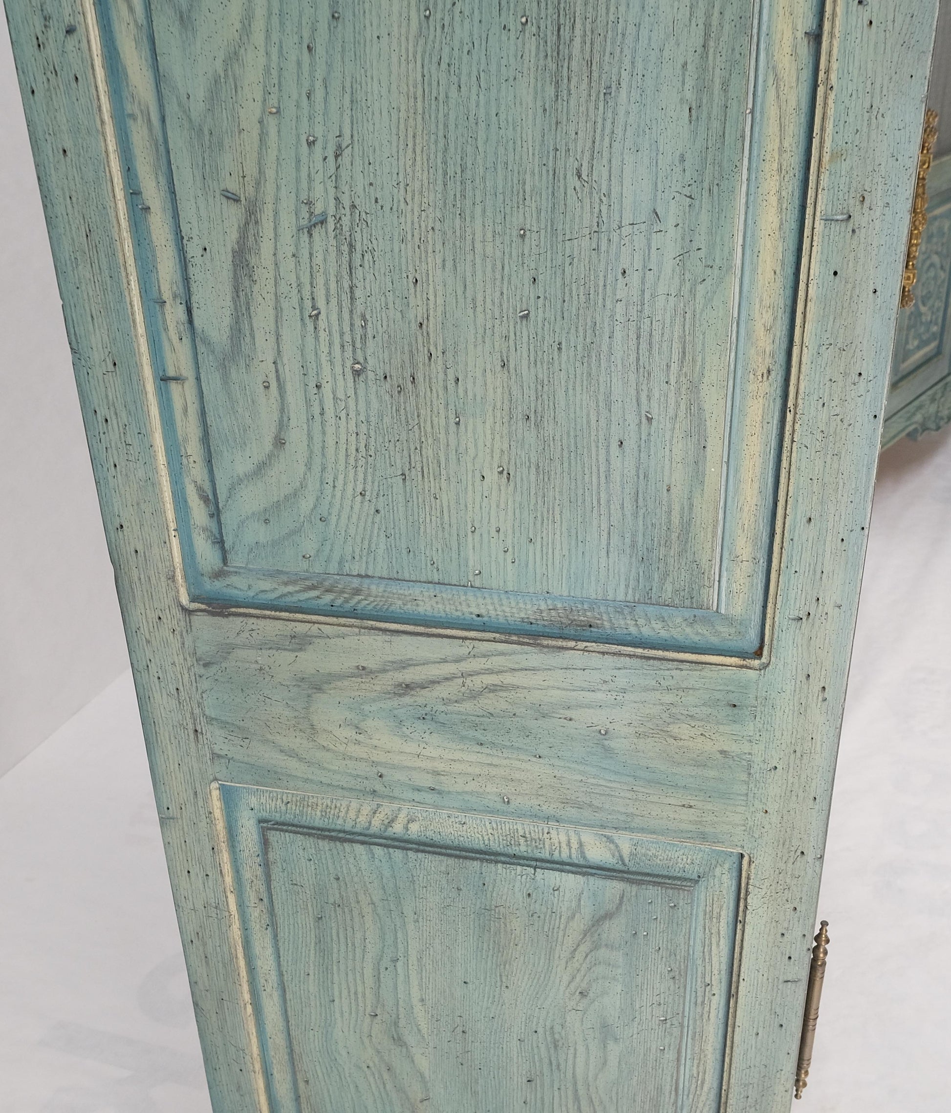 EstablishedLines Pair Tall Country French White Wash Armoires Fitted 5 Drawers Storage Shelves