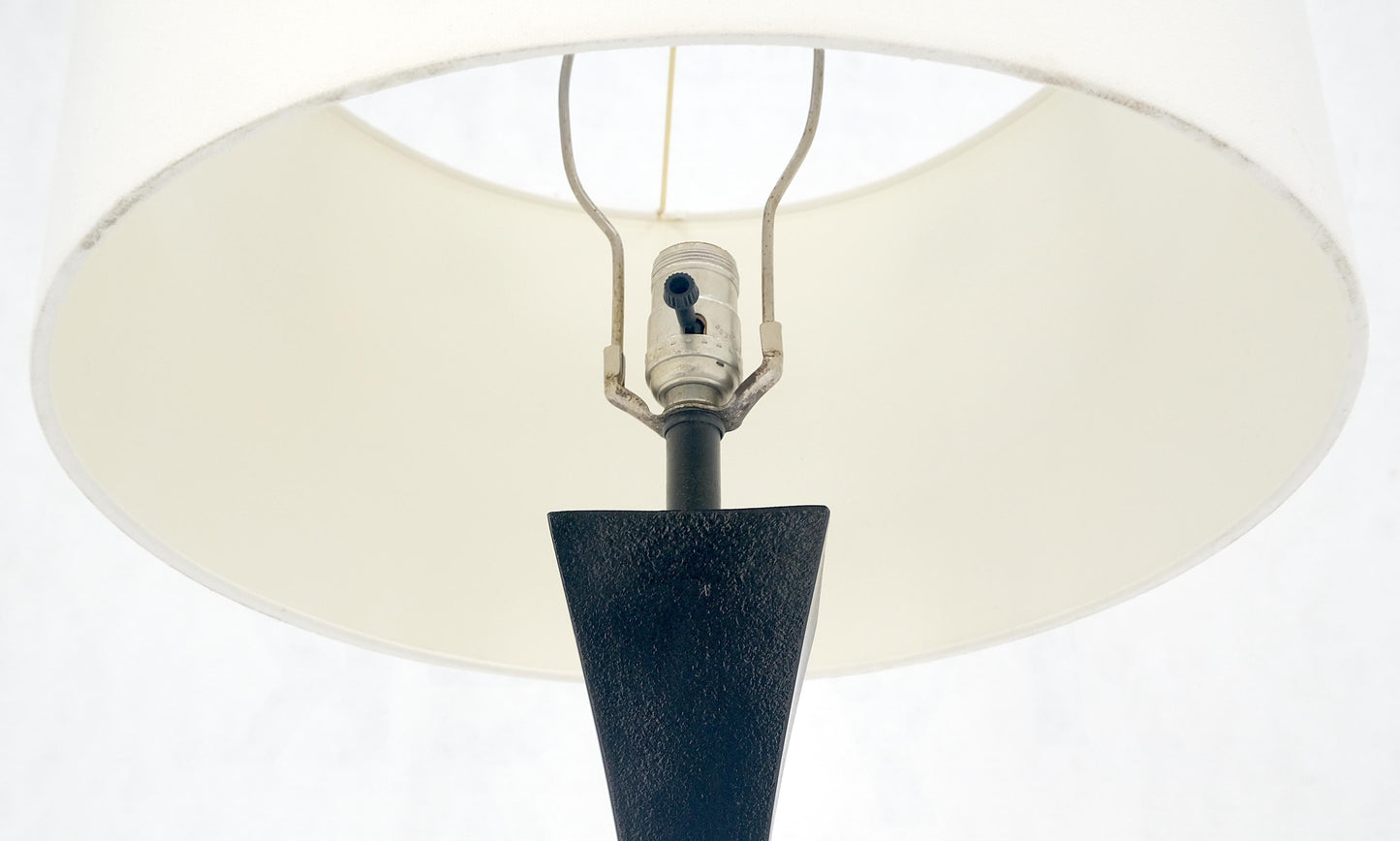 EstablishedLines Mid Century Modern Concave Pyramid Shape c1960s Black Enamel Table Lamp MINT!