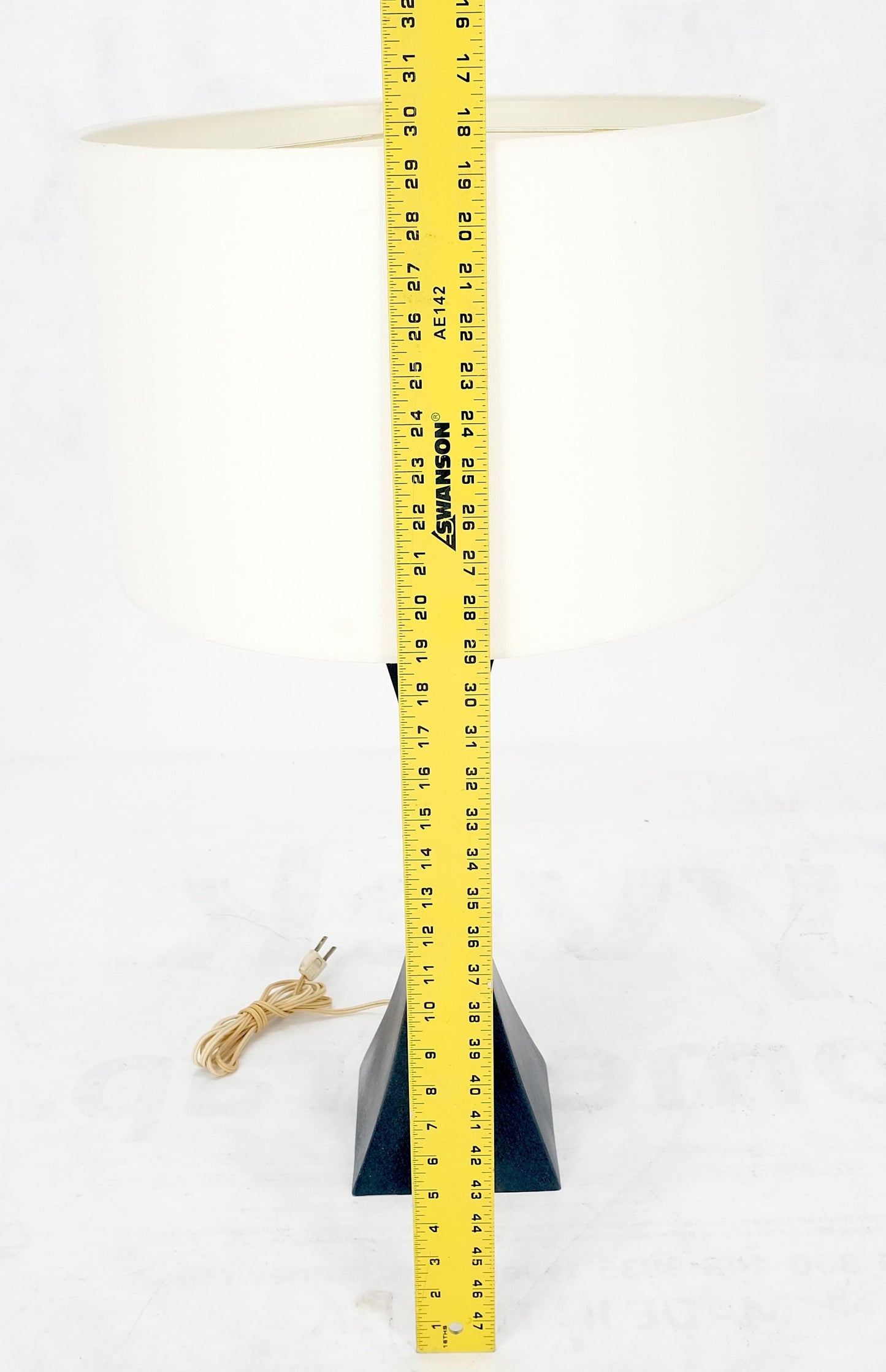 EstablishedLines Mid Century Modern Concave Pyramid Shape c1960s Black Enamel Table Lamp MINT!