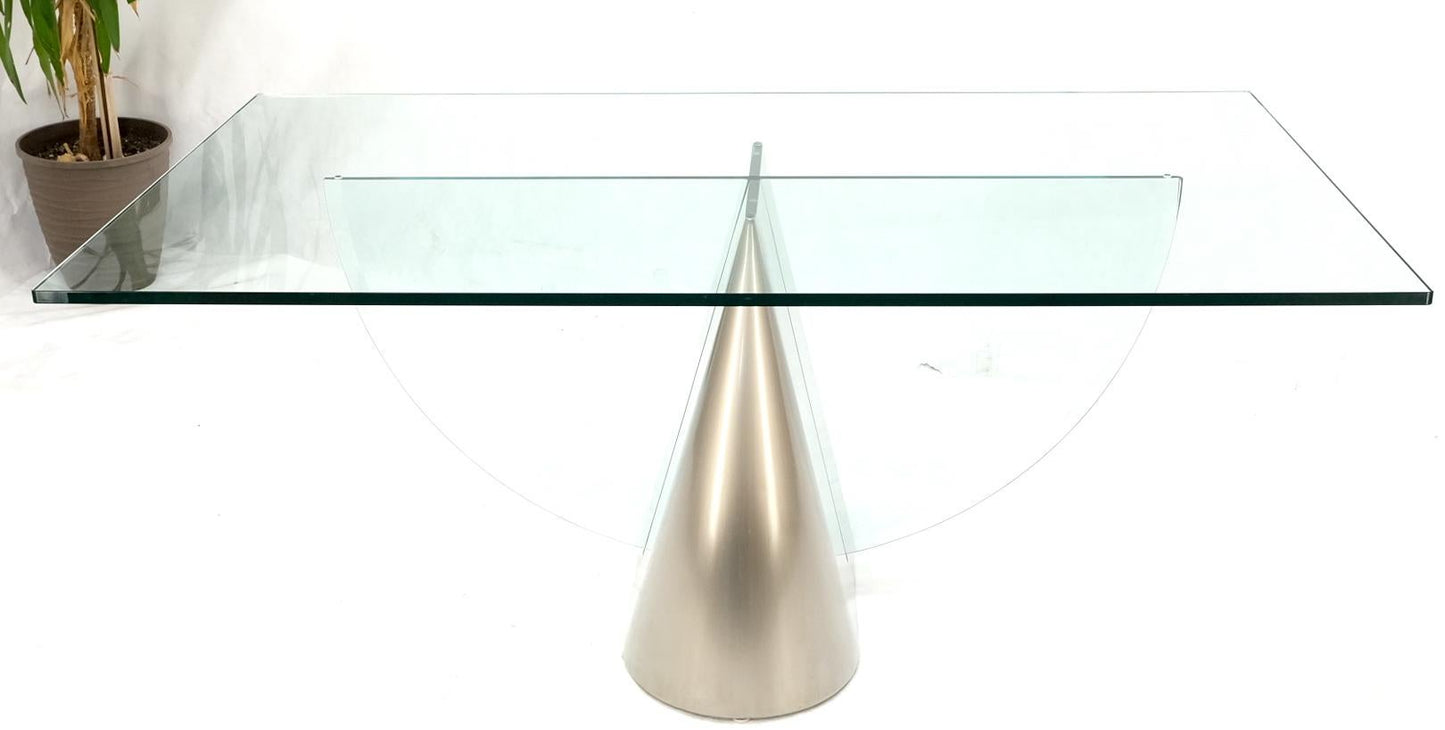 EstablishedLines Single Pedestal Cantilever Style Large Glass Top Rectangular Dining Table