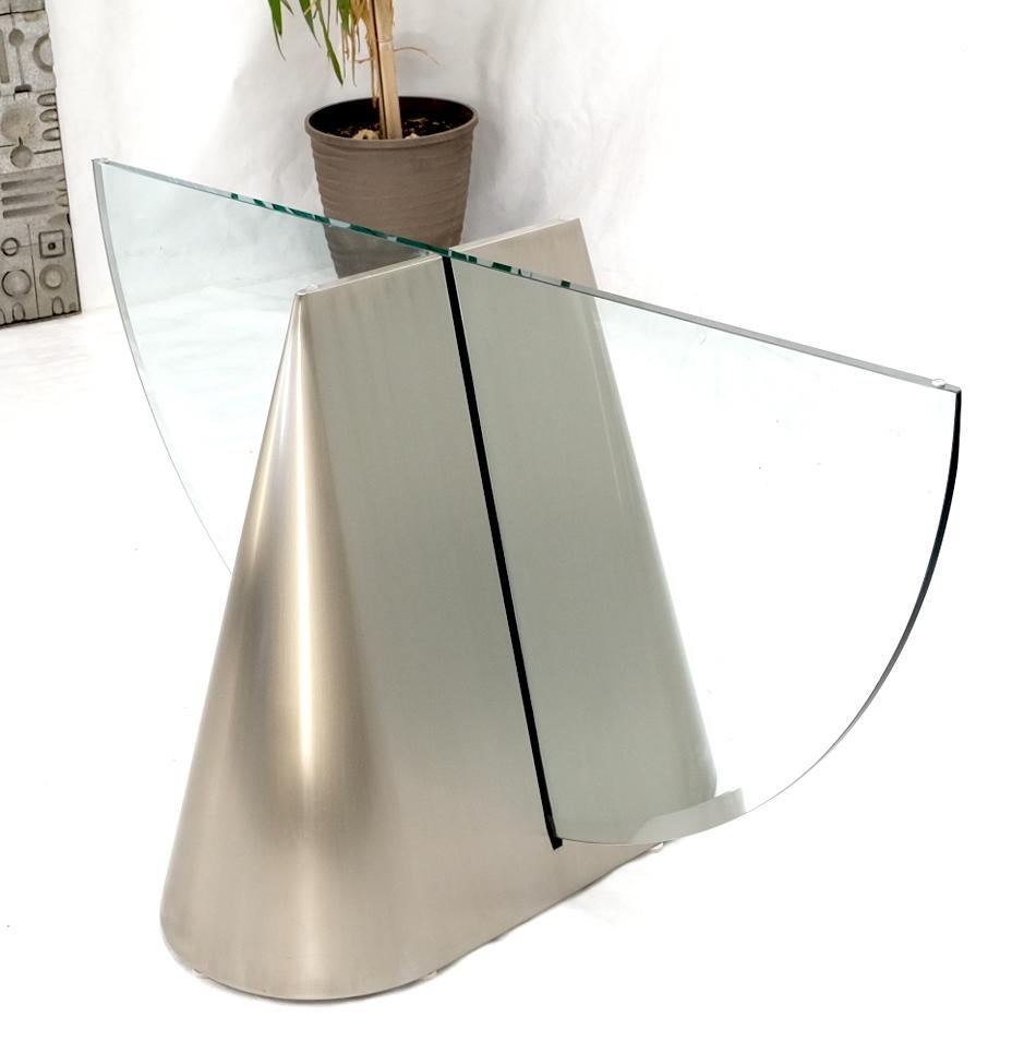 EstablishedLines Single Pedestal Cantilever Style Large Glass Top Rectangular Dining Table