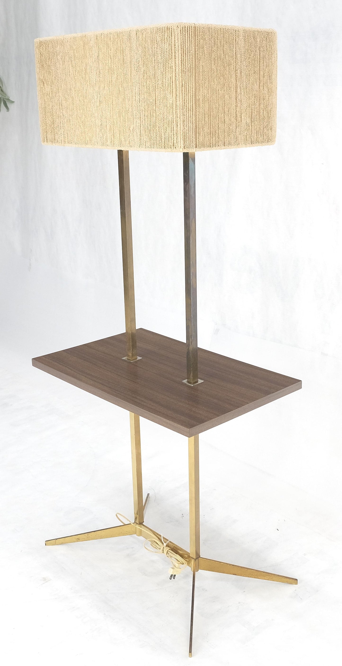 EstablishedLines Mid Century Modern All Solid Brass Rectangle End Table Floor Lamp McCobb Style