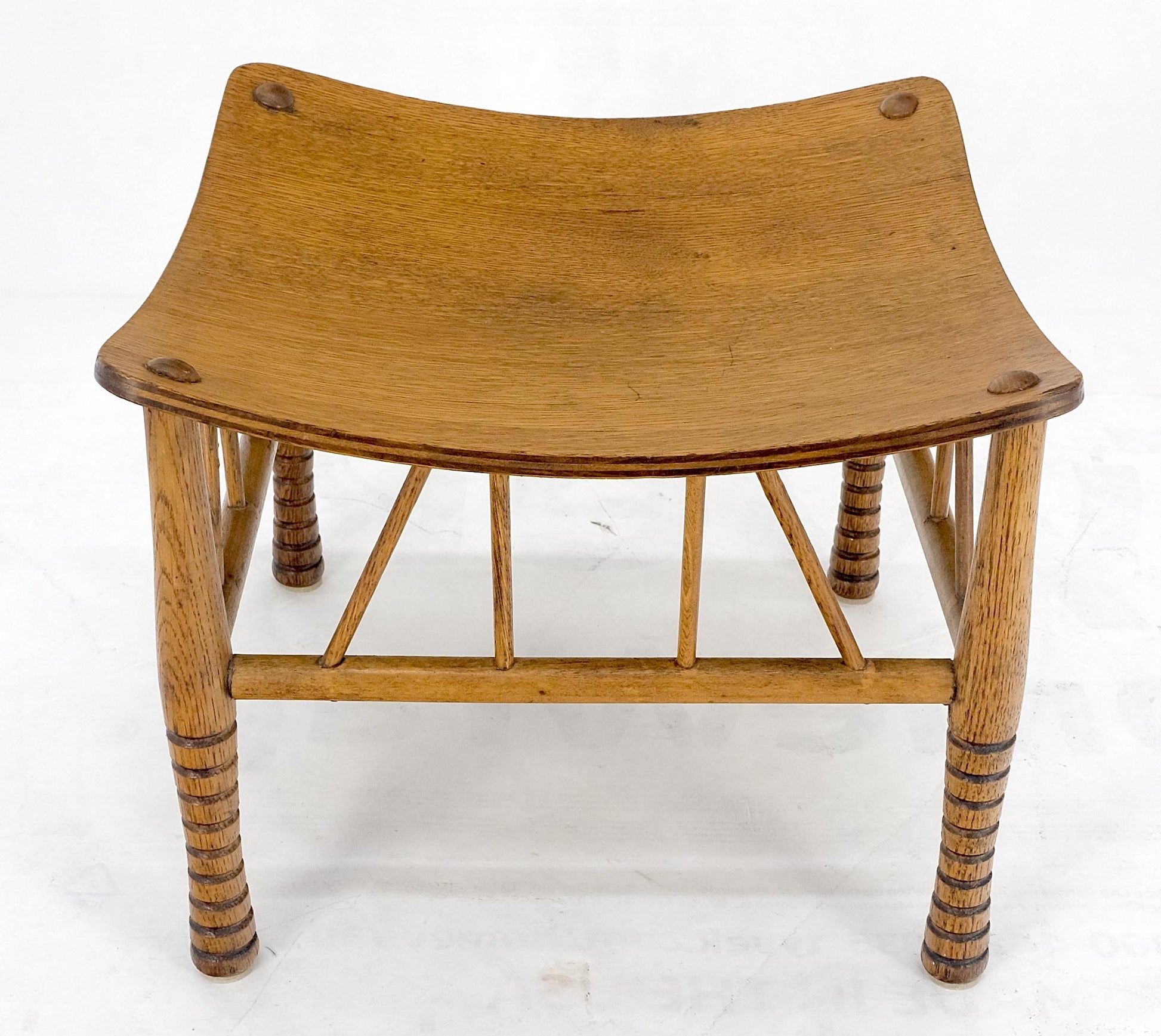 EstablishedLines Unusual Molded Plywood Oak Arts & Crafts Style Square "Sling" Seat MINT!