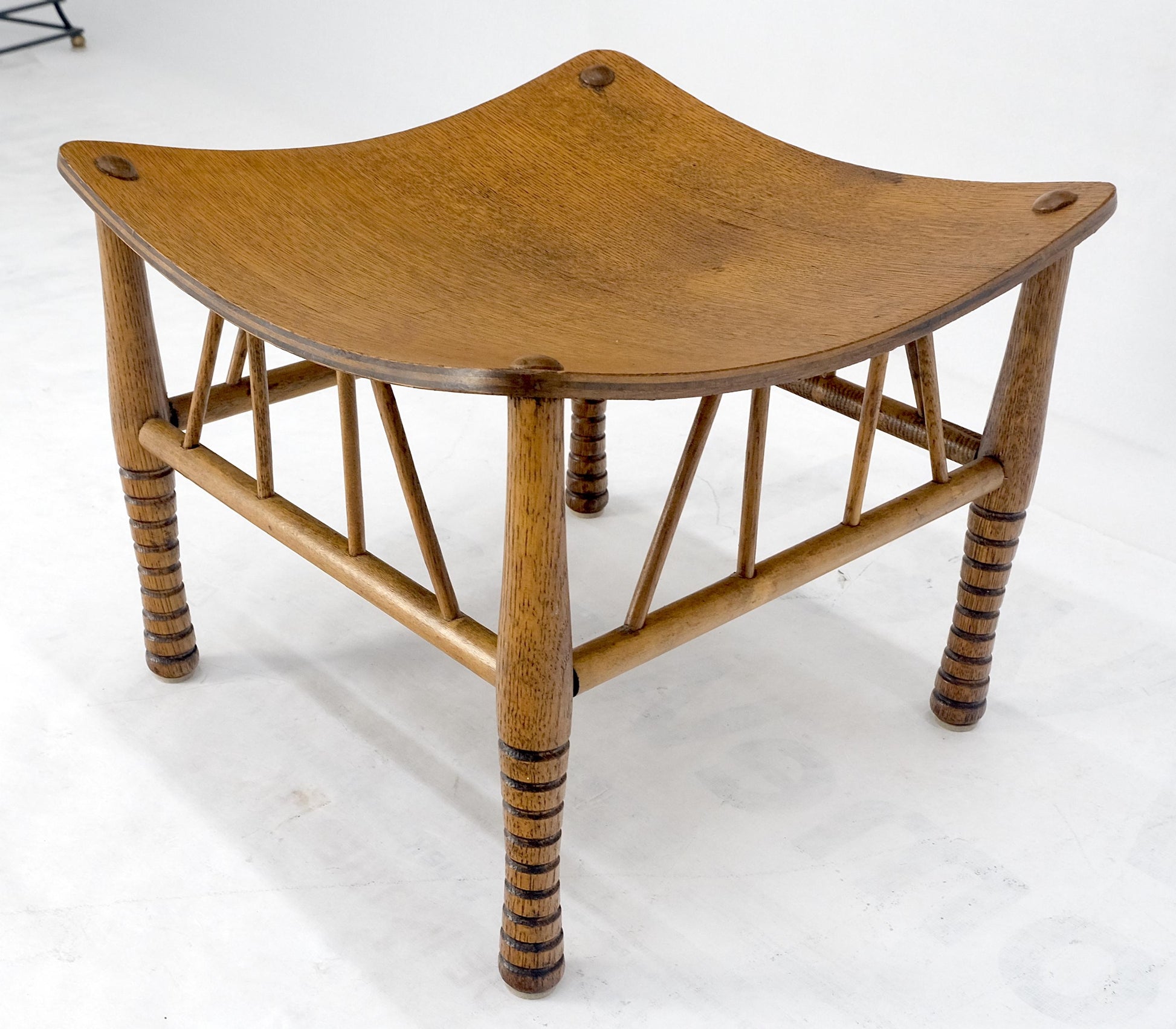 EstablishedLines Unusual Molded Plywood Oak Arts & Crafts Style Square "Sling" Seat MINT!