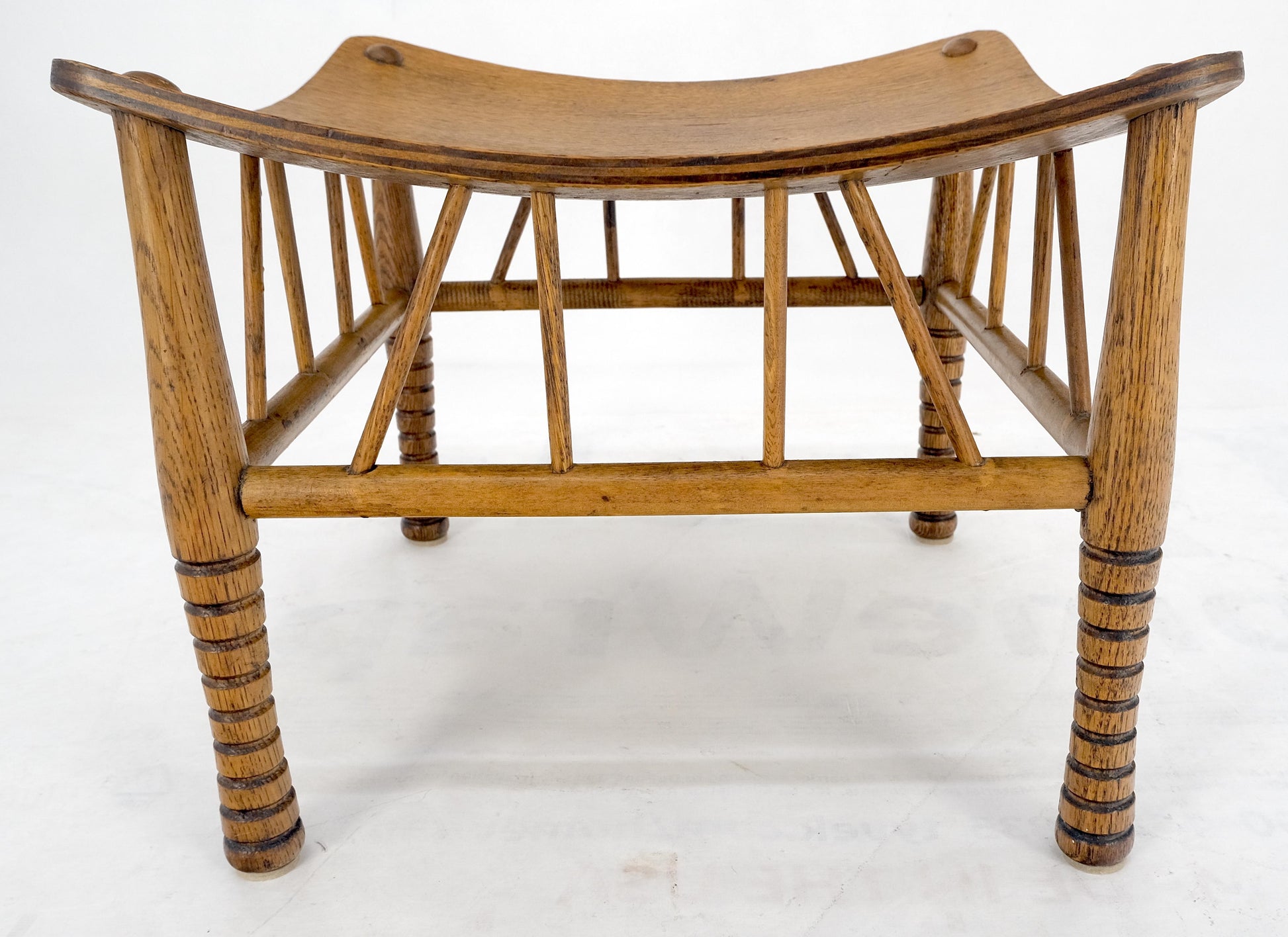 EstablishedLines Unusual Molded Plywood Oak Arts & Crafts Style Square "Sling" Seat MINT!