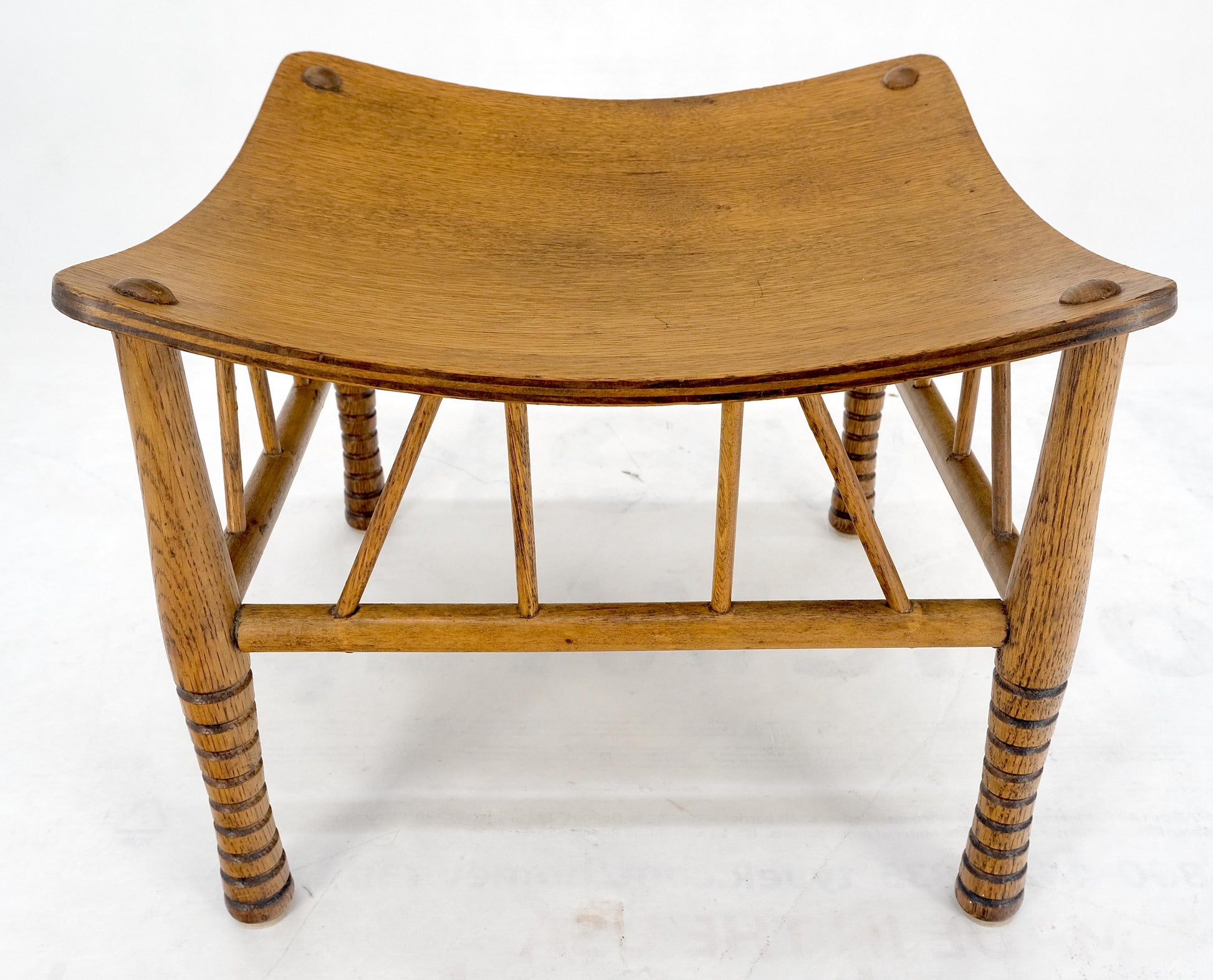 EstablishedLines Unusual Molded Plywood Oak Arts & Crafts Style Square "Sling" Seat MINT!