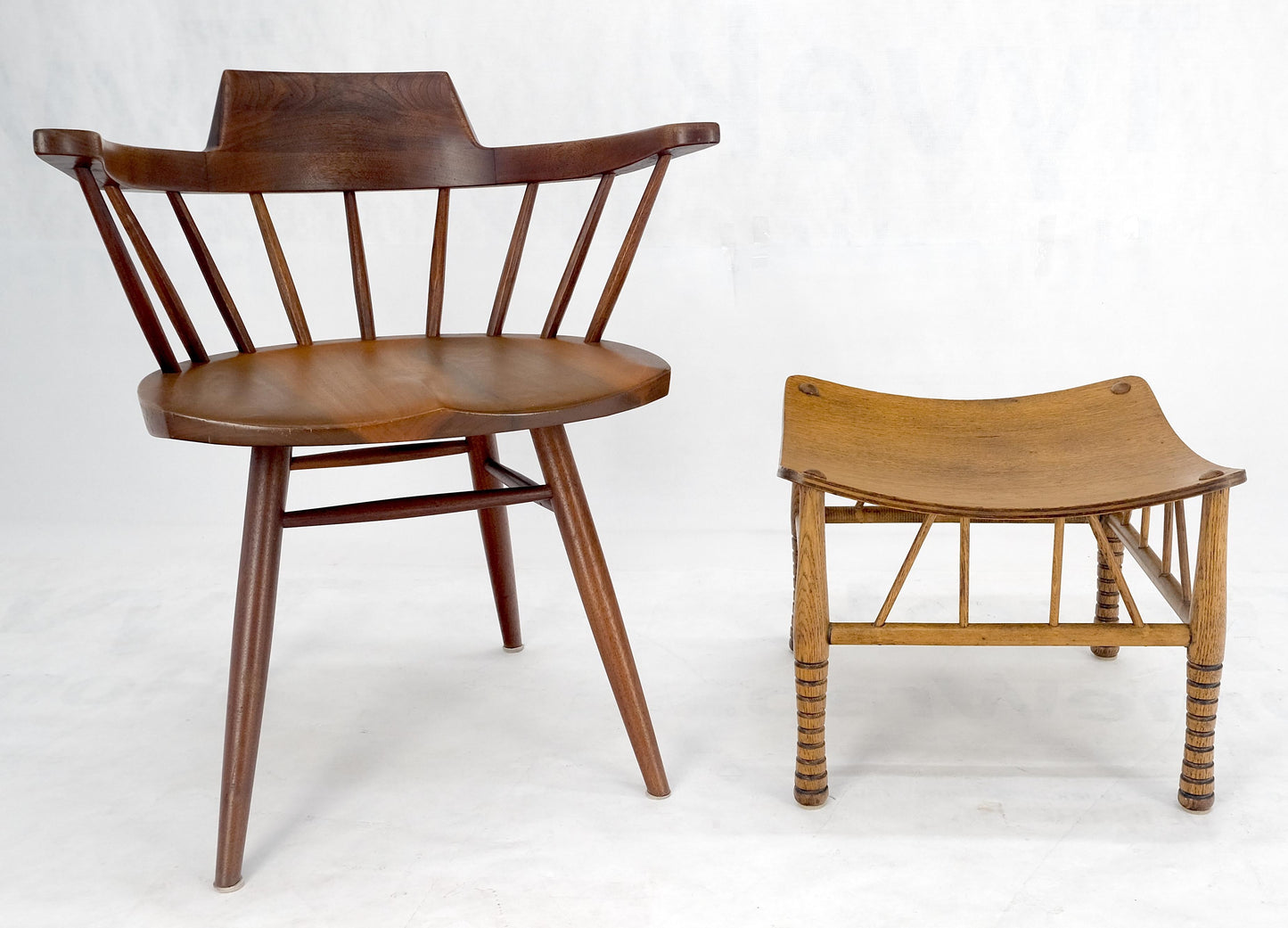 EstablishedLines Unusual Molded Plywood Oak Arts & Crafts Style Square "Sling" Seat MINT!