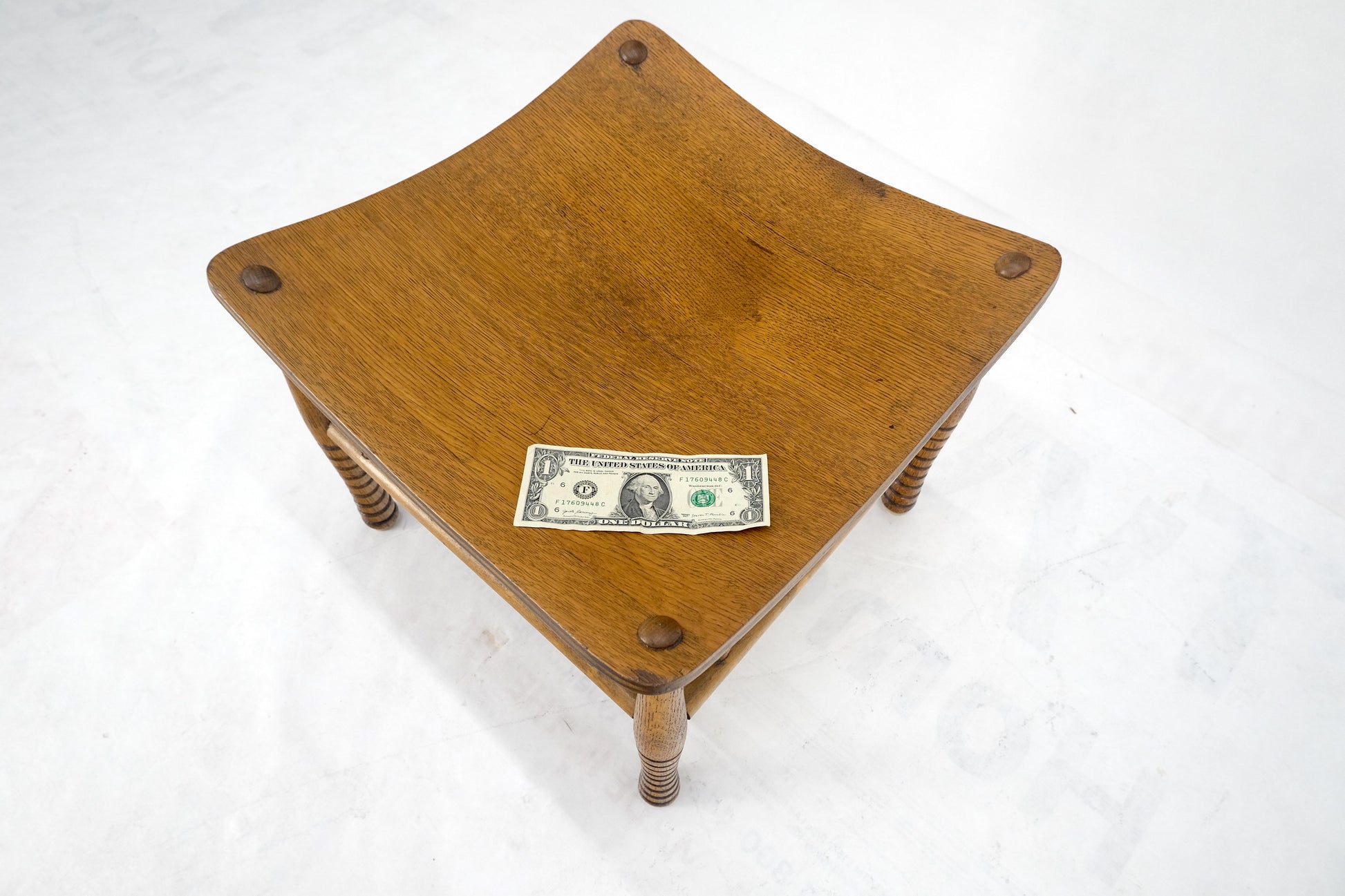 EstablishedLines Unusual Molded Plywood Oak Arts & Crafts Style Square "Sling" Seat MINT!