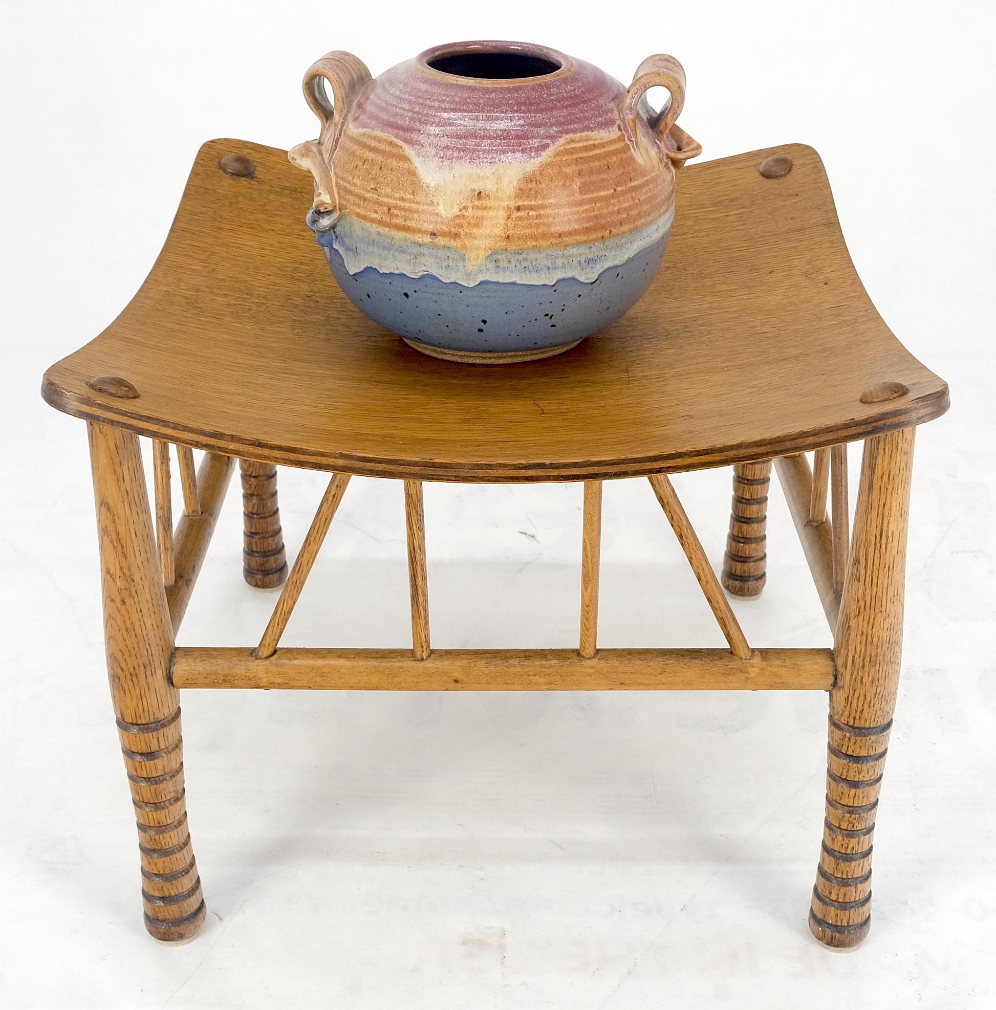 EstablishedLines Unusual Molded Plywood Oak Arts & Crafts Style Square "Sling" Seat MINT!