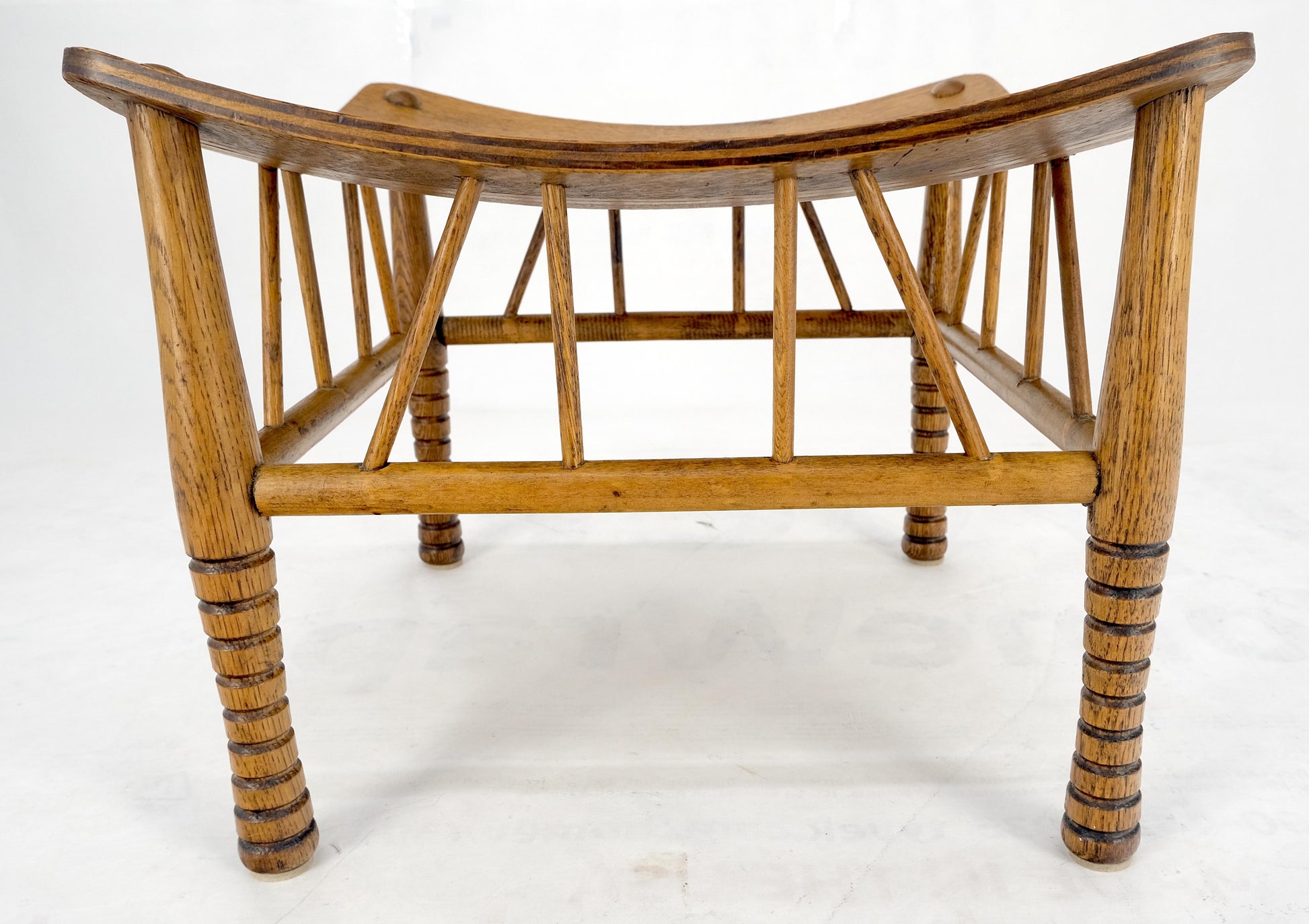 EstablishedLines Unusual Molded Plywood Oak Arts & Crafts Style Square "Sling" Seat MINT!