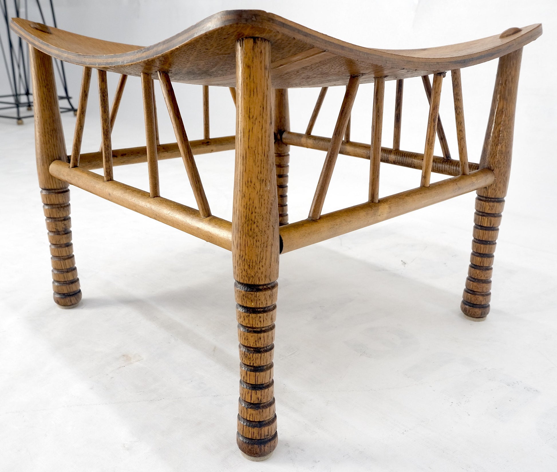 EstablishedLines Unusual Molded Plywood Oak Arts & Crafts Style Square "Sling" Seat MINT!