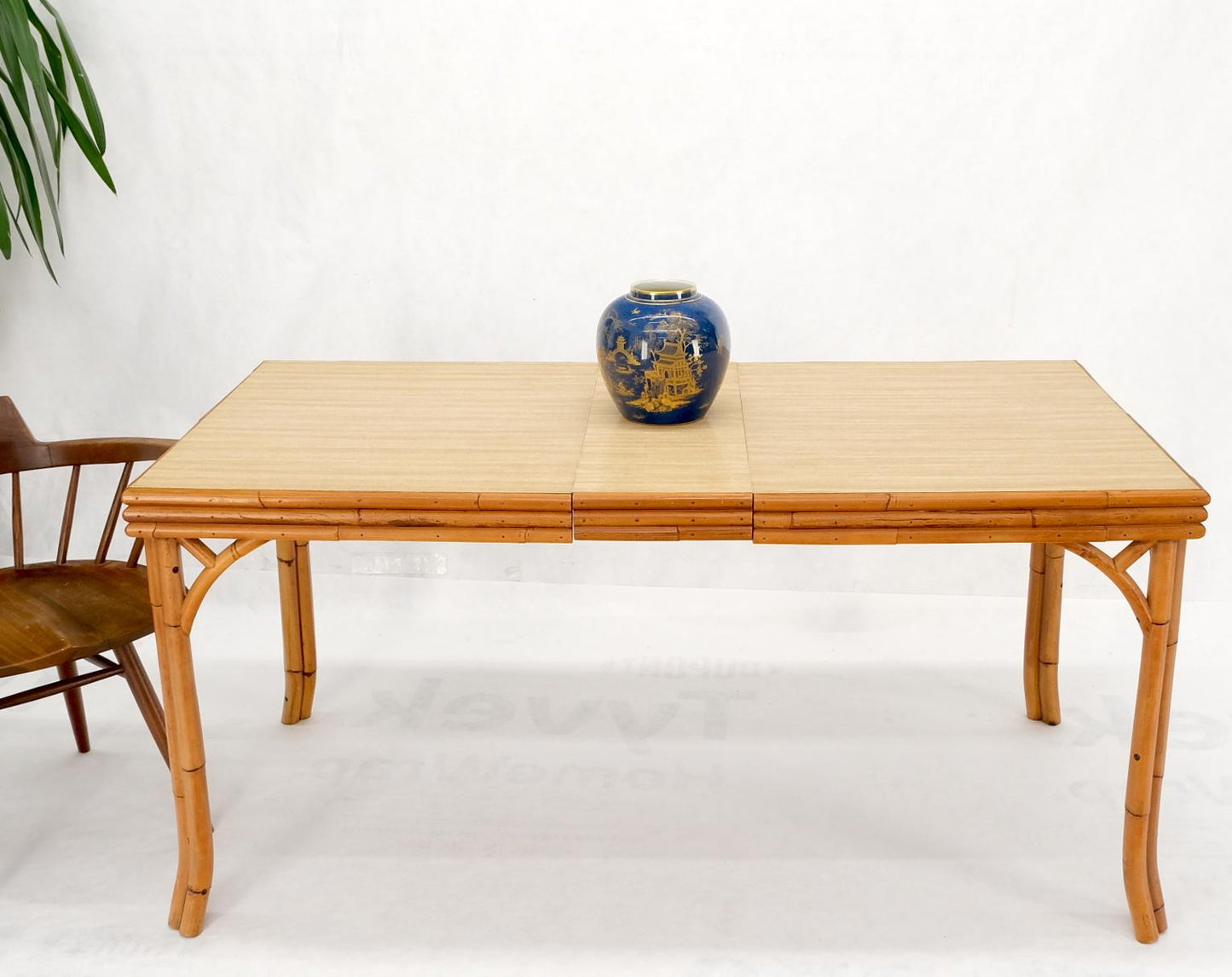 EstablishedLines Mid Century Modern Rattan Base One Leaf Extension Board