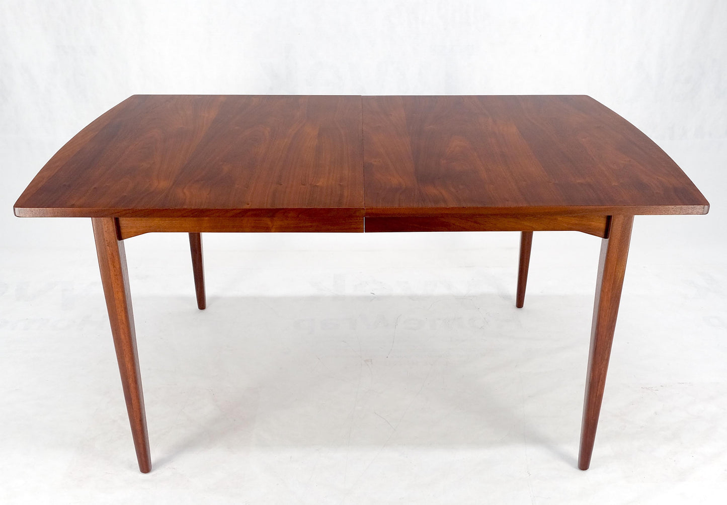 Danish Mid Century Modern Walnut Dining Table on Tapered Legs Two Leaves MINT!