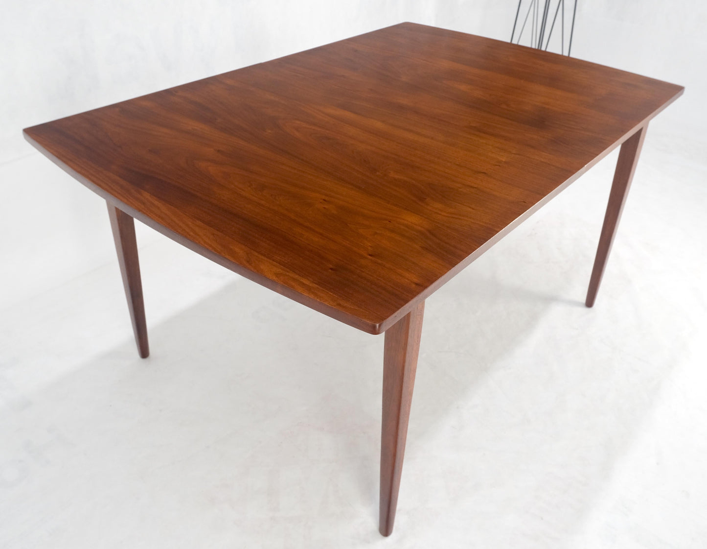 Danish Mid Century Modern Walnut Dining Table on Tapered Legs Two Leaves MINT!