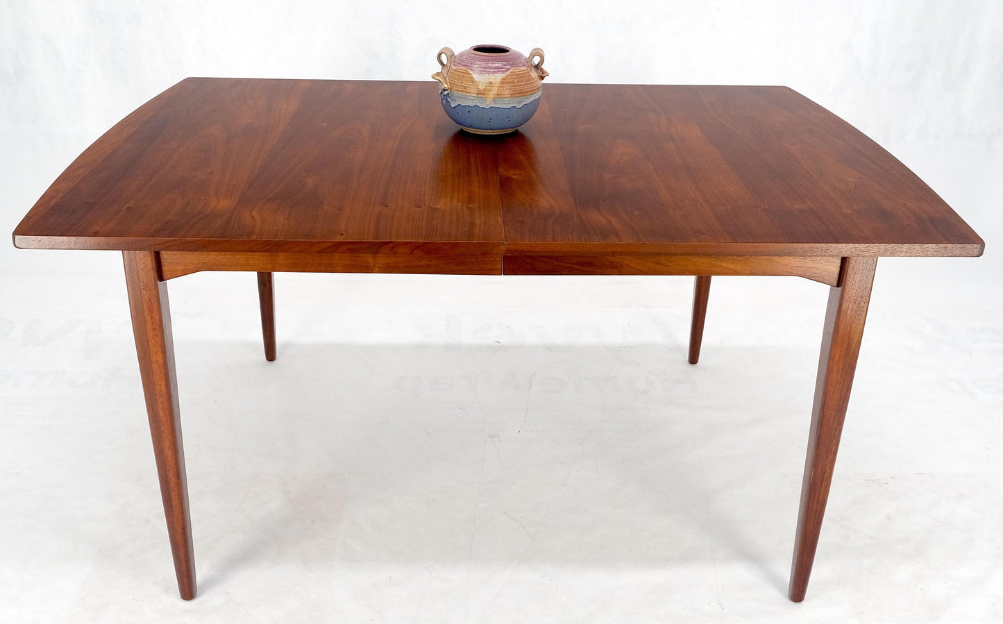 Danish Mid Century Modern Walnut Dining Table on Tapered Legs Two Leaves MINT!