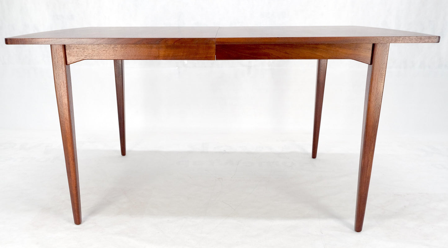 Danish Mid Century Modern Walnut Dining Table on Tapered Legs Two Leaves MINT!