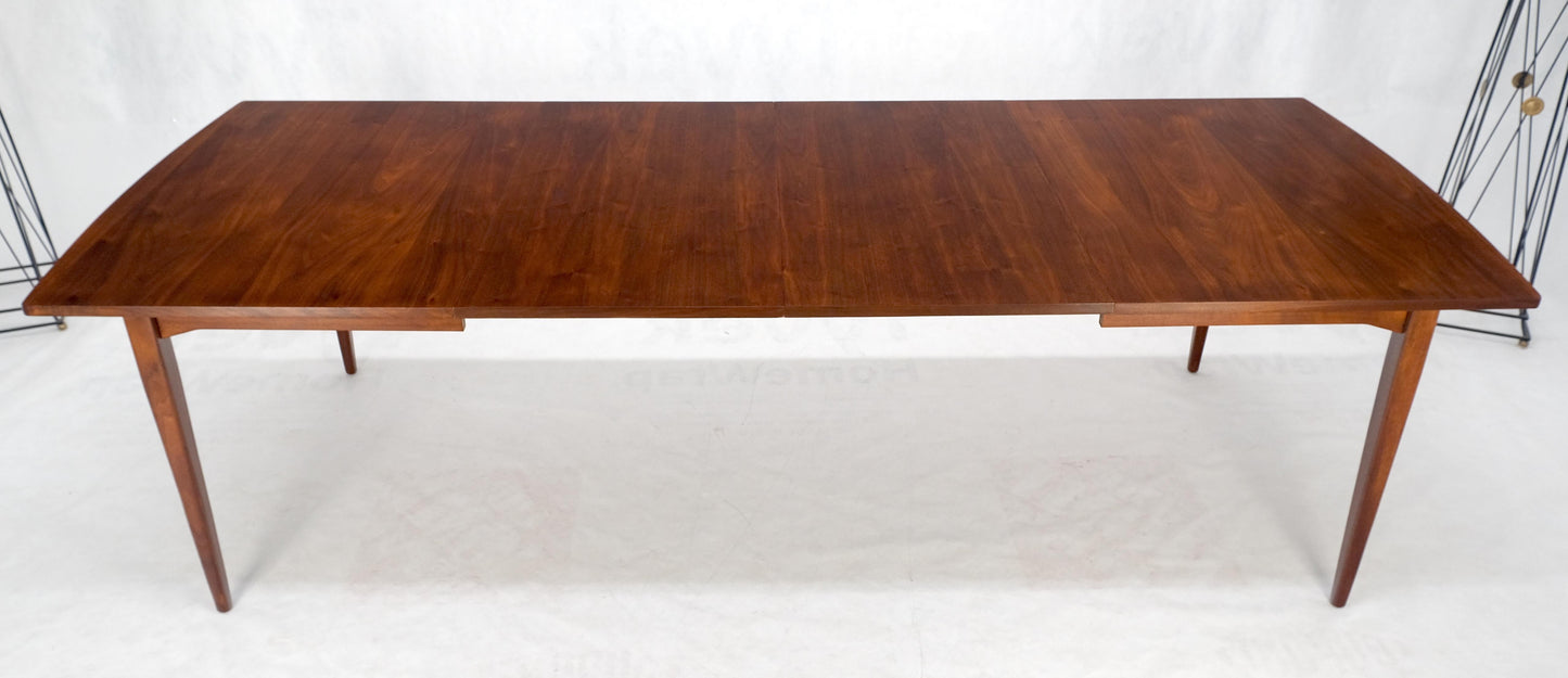 Danish Mid Century Modern Walnut Dining Table on Tapered Legs Two Leaves MINT!