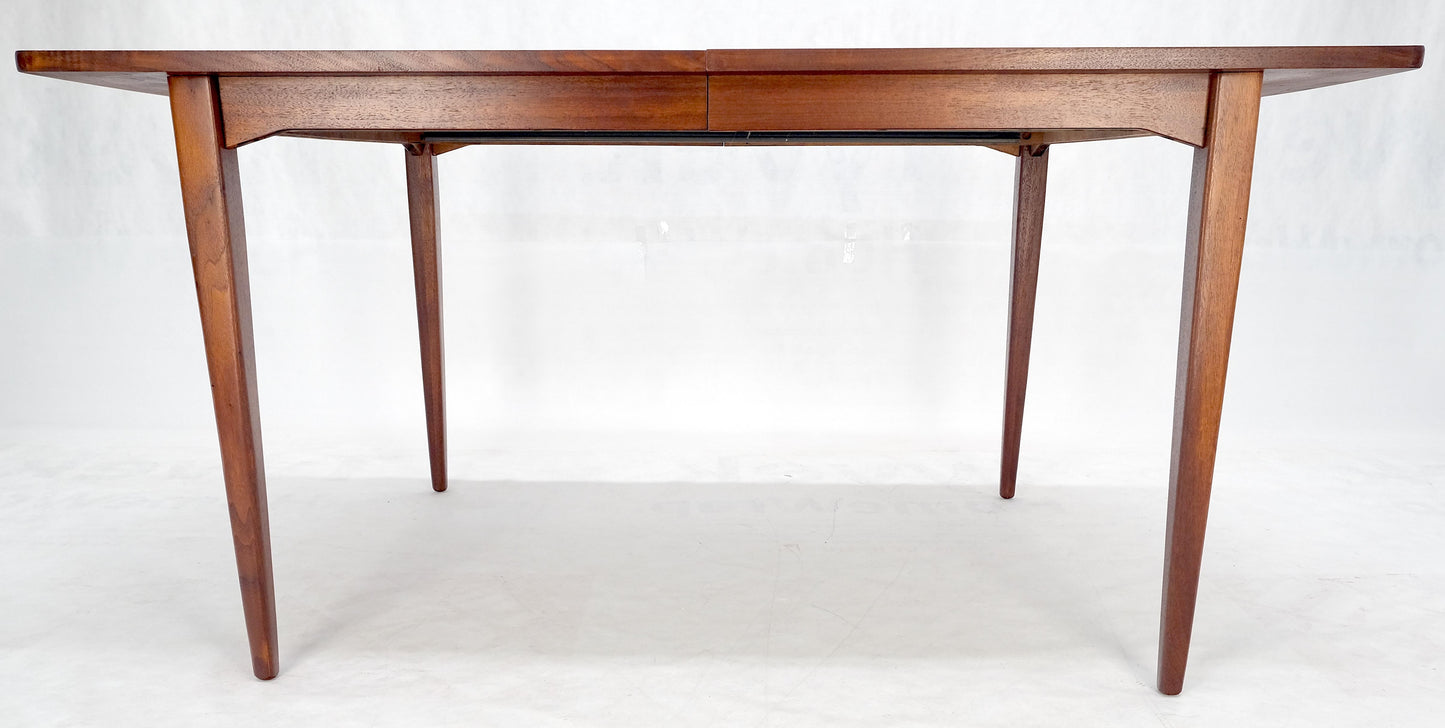 Danish Mid Century Modern Walnut Dining Table on Tapered Legs Two Leaves MINT!