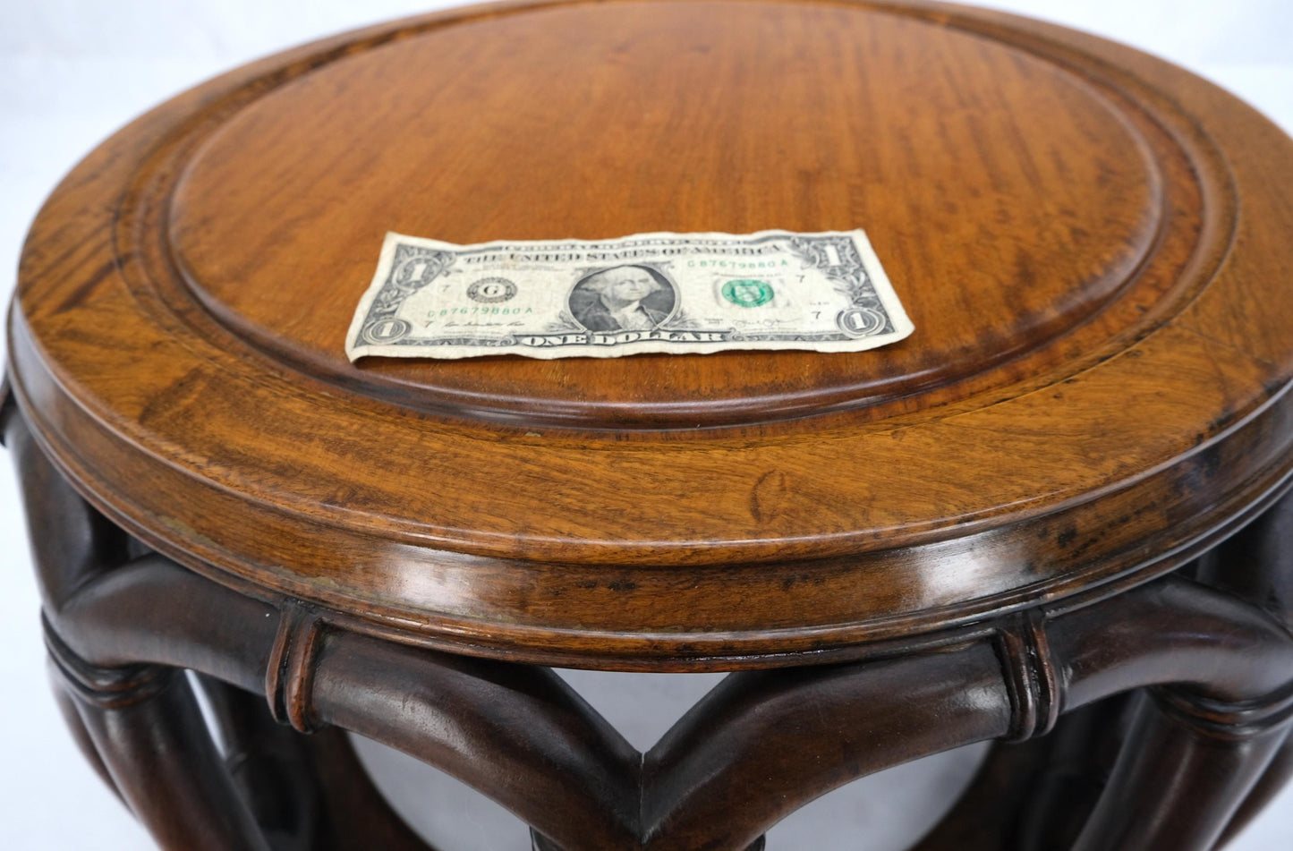 EstablishedLines Very Fine Carved Solid Mahogany Round Occasional Coffee Side Center Table