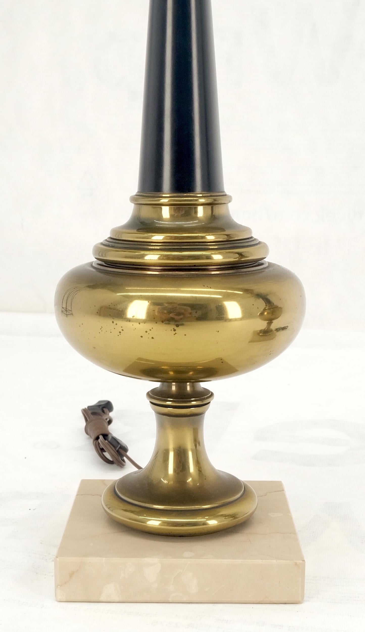 EstablishedLines Pair of Mid Century Modern Brass Vase Shape Table Lamps Stiffel MINT!