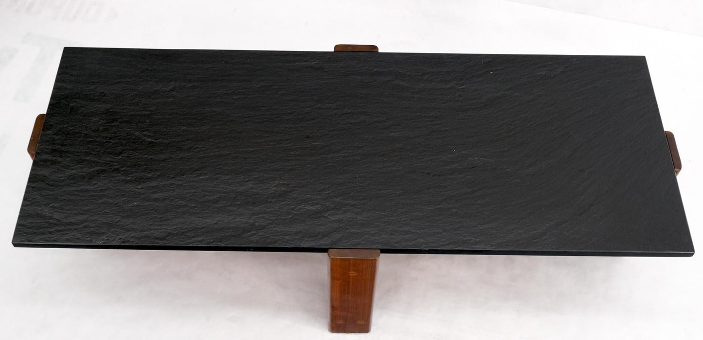 EstablishedLines Solid Walnut & Slate Rectangular Mid-Century Modern Coffee Table