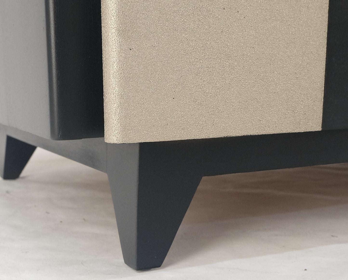 EstablishedLines Pair Black Lacquer & Silver Fitted Drawers Flip Top Vanity Chest Dressers MINT!