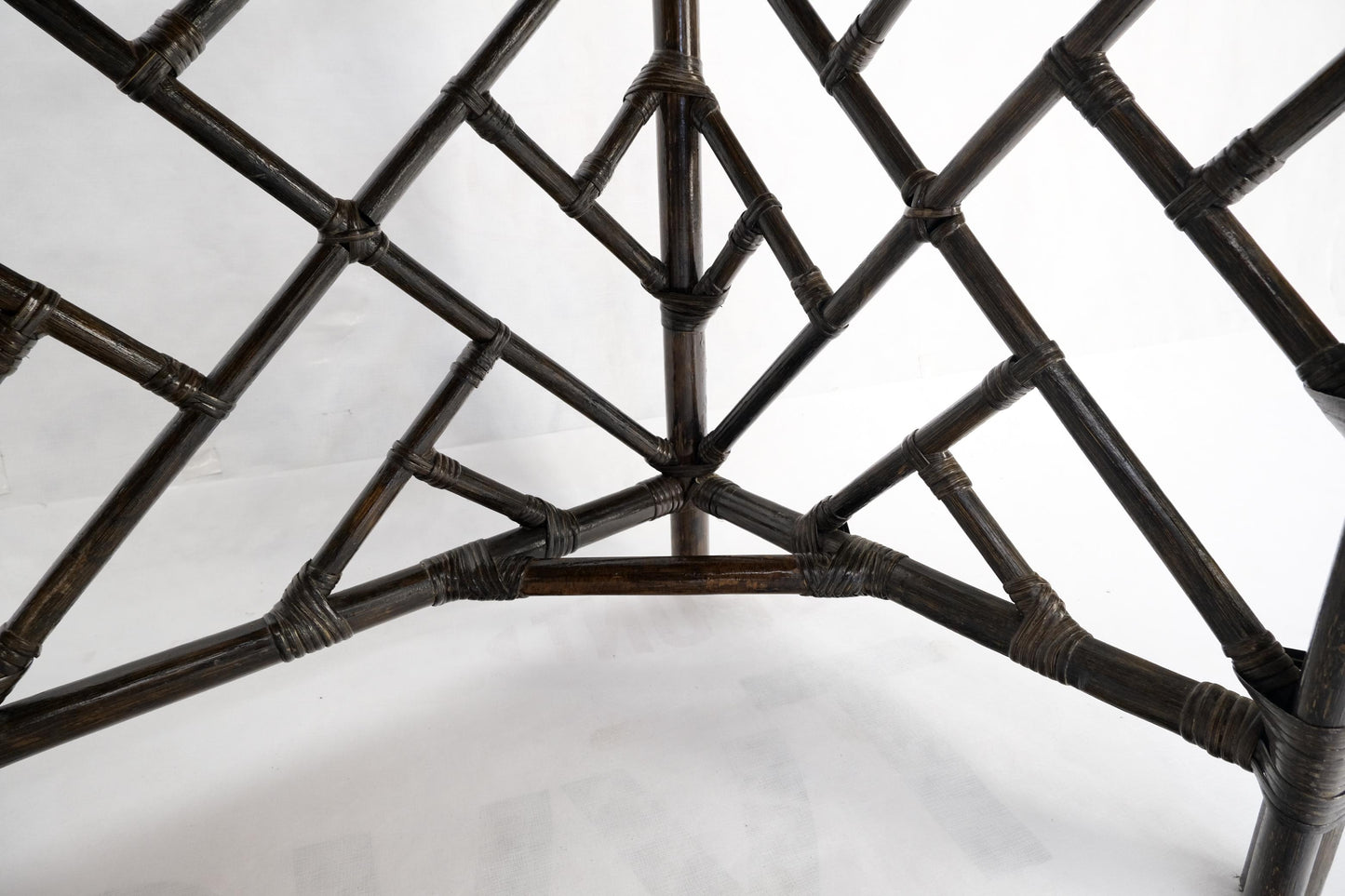 EstablishedLines Three Drawer Cane & Reed Faux Bamboo Compact Desk Writing Table w/ Glass Top