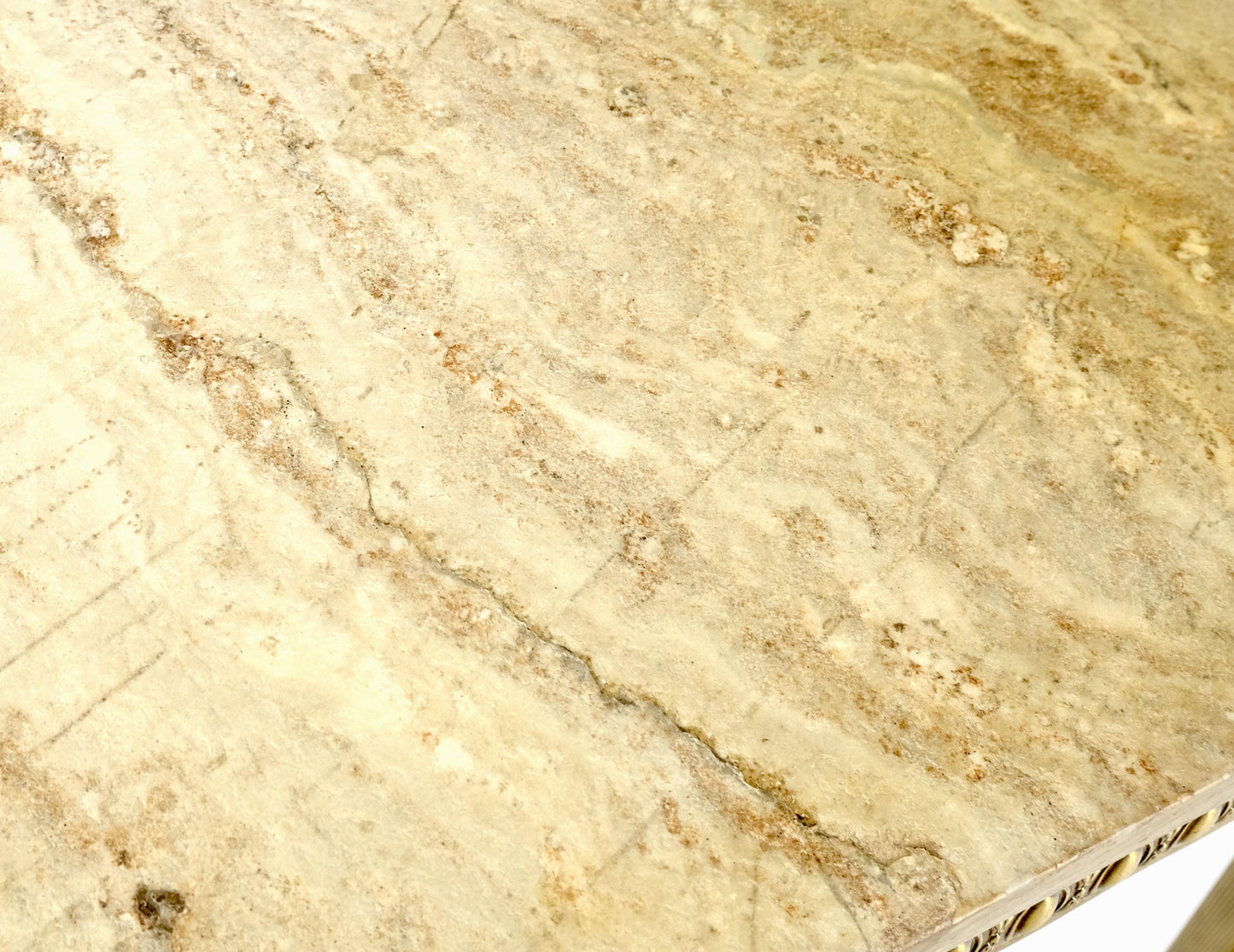EstablishedLines Square Solid Brass or Bronze Base Travertine Top Side End Occasional Table MINT!