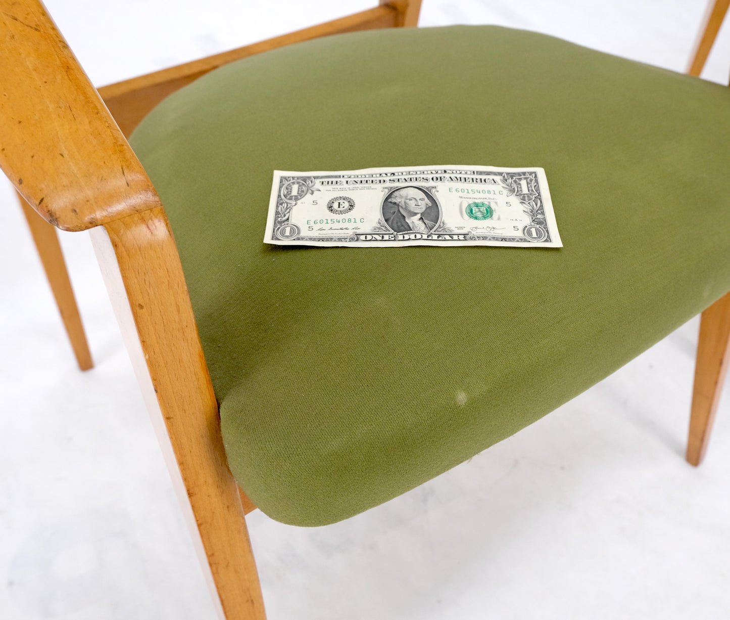 EstablishedLines Pair of c1950s Blond Birch Scandinavian Swedish Arm Chairs Green Upholstery