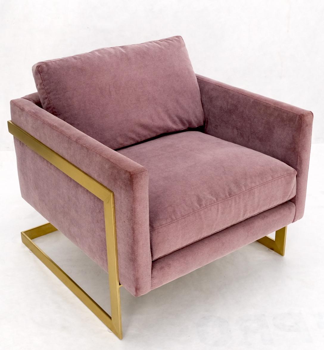 EstablishedLines Brass Frame Shape Base Cube Shape Lounge Chair