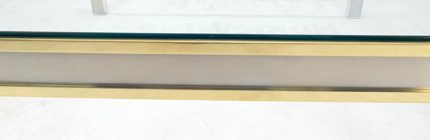 EstablishedLines Brass Stainless Steel Glass Top 44" Square Mid Century Modern Coffee Table MINT